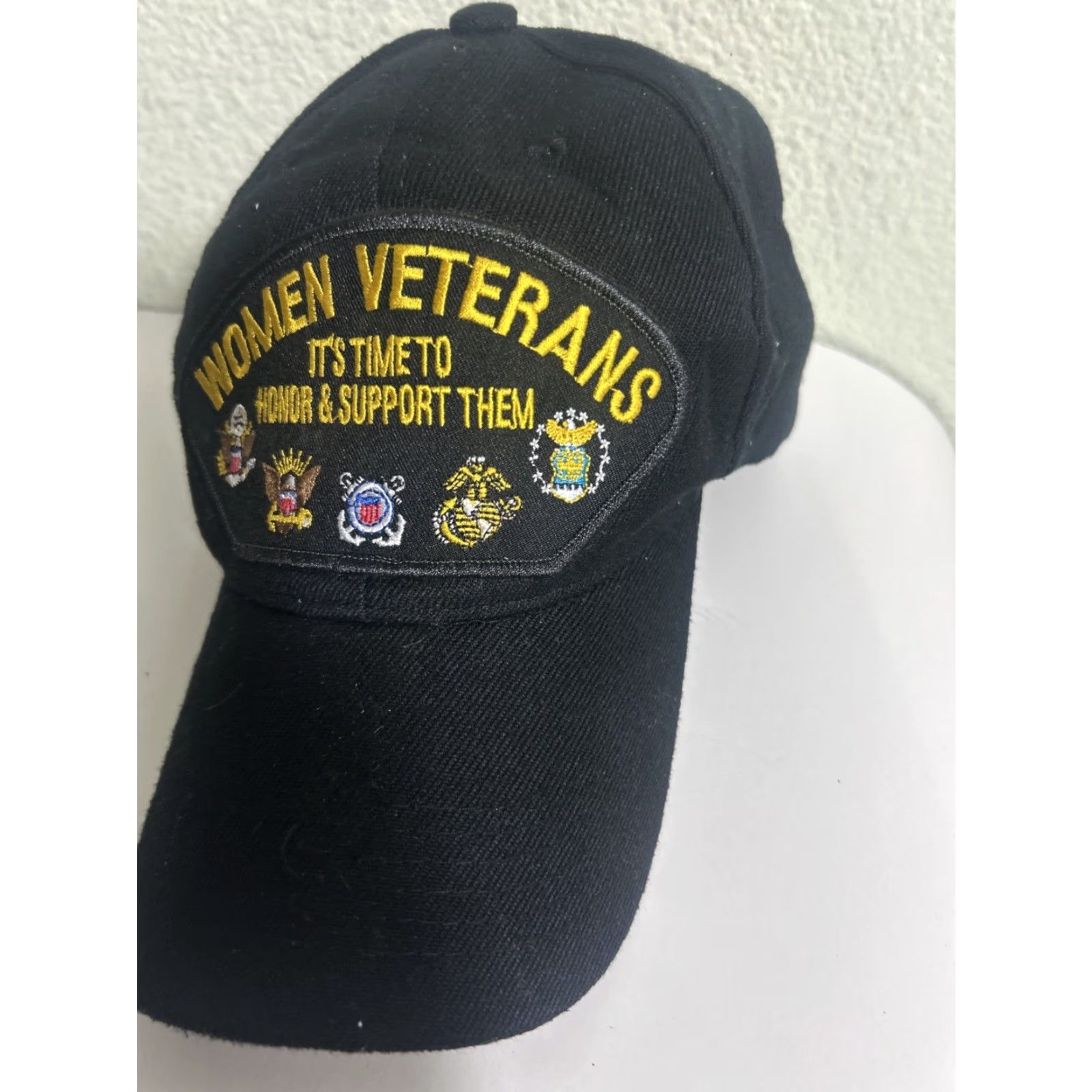 Vintage Women Veterans Hat Strapback Black Honor And Support Them Size ONE SIZE - 5 Thumbnail