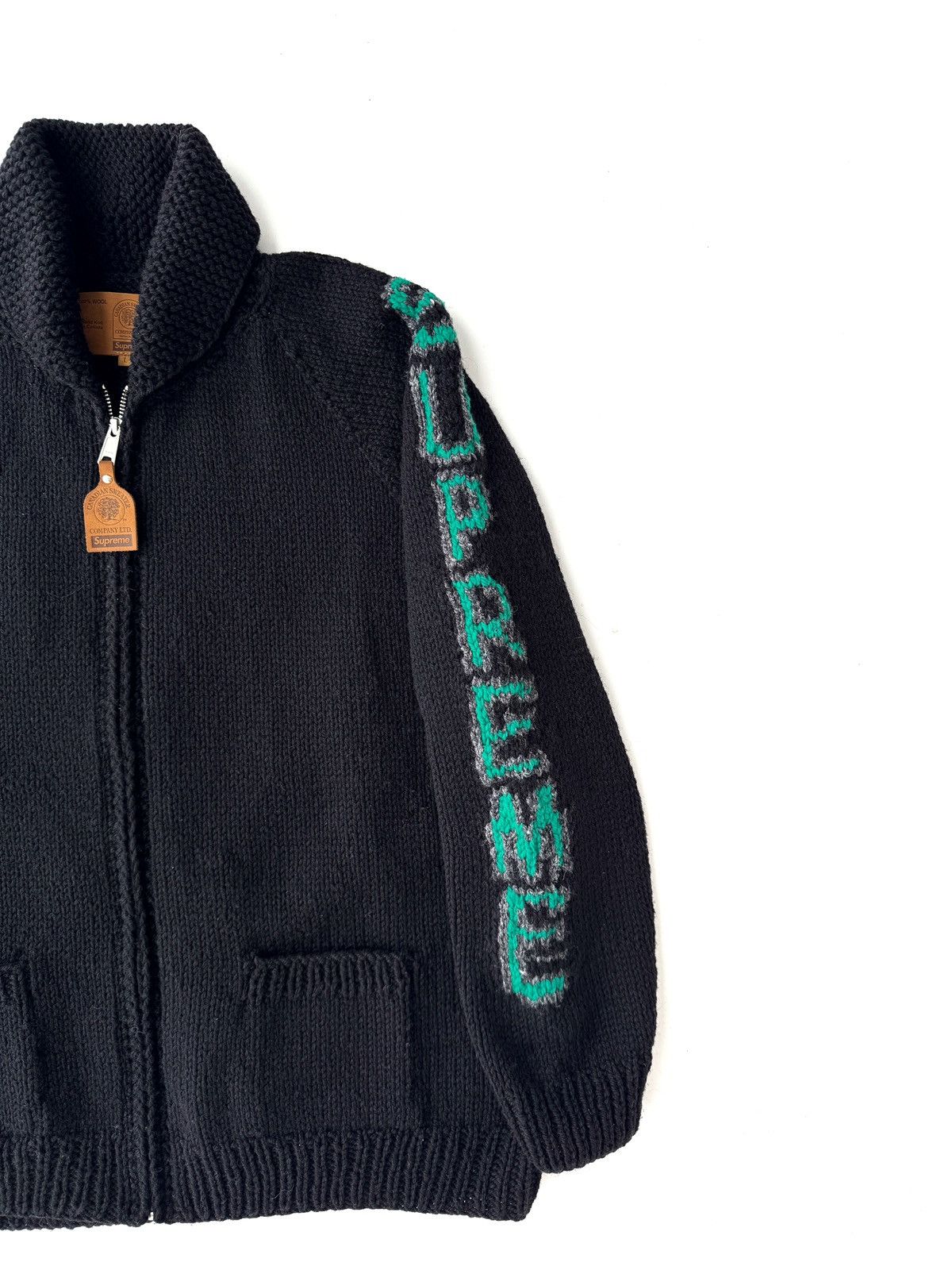 Supreme Supreme Camacho Cowichan Knit Sweater FW23 Black / Green Size US L / EU 52-54 / 3 - 3 Thumbnail