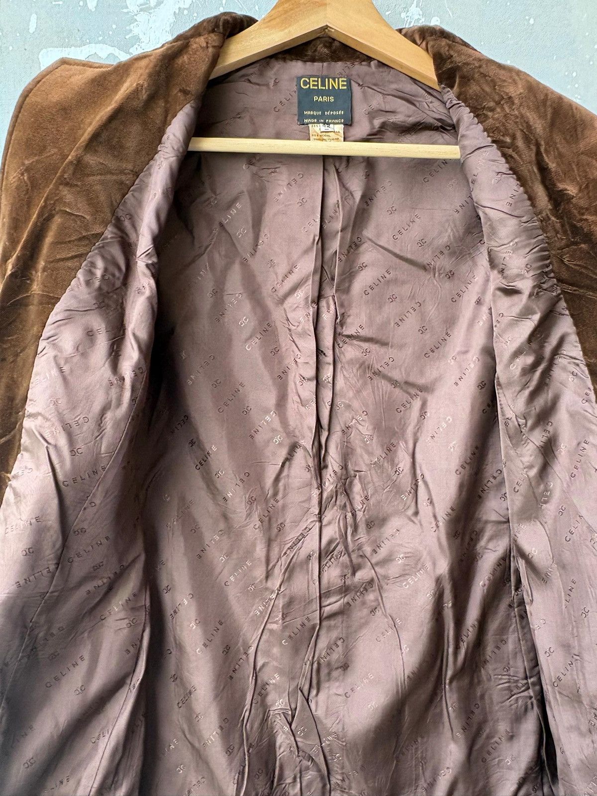 Celine RARE‼️ Vintage 70s Monogram Céline Paris Brown Velvet Blazer Size US M / EU 48-50 / 2 - 9 Thumbnail