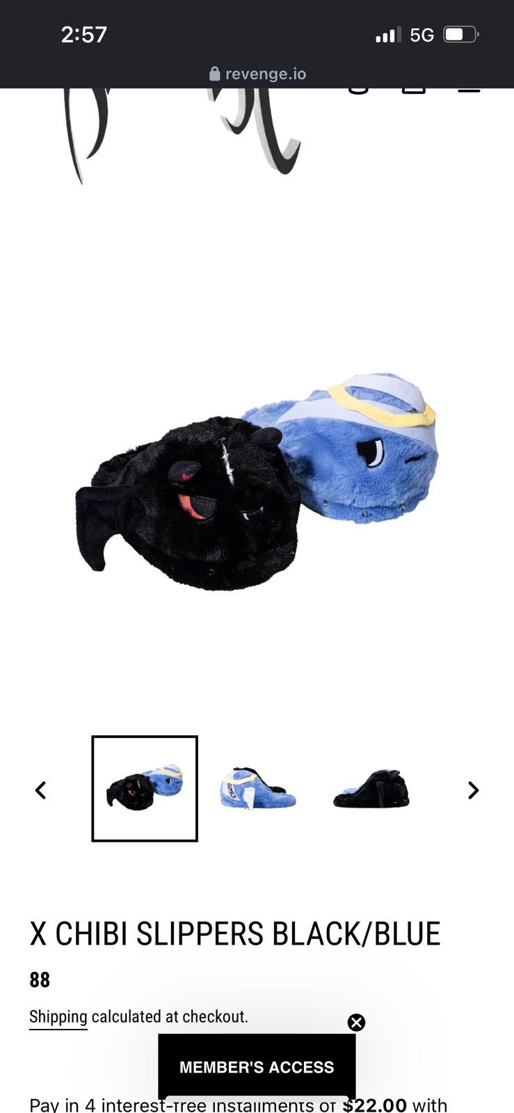 Revenge Revenge X Chibi Slippers Black/Blue Size ONE SIZE - 3 Thumbnail