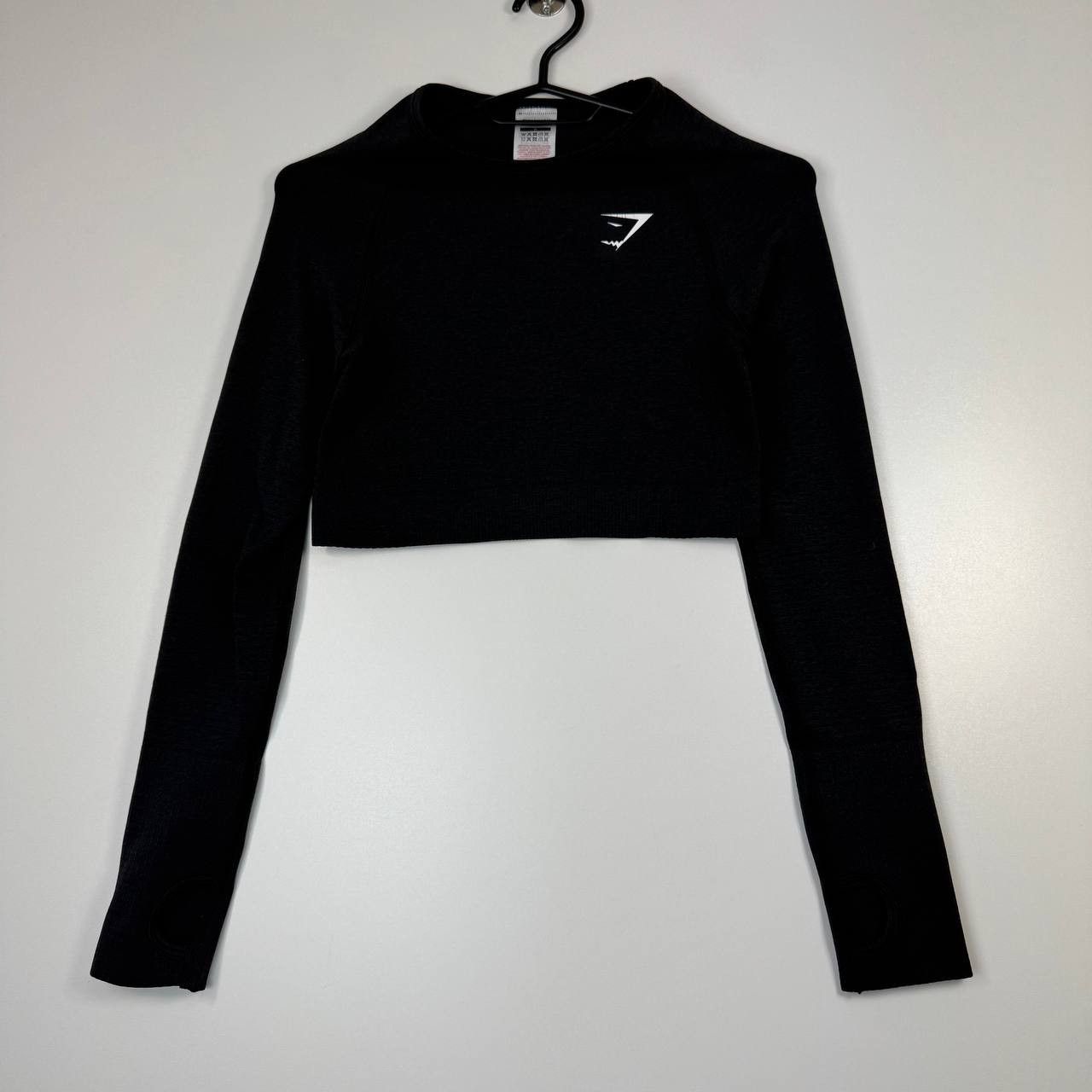 Gymshark Gymshark Black Cropped Long Sleeve Training Top Womens Sz S Size S / US 4 / IT 40 - 1 Thumbnail
