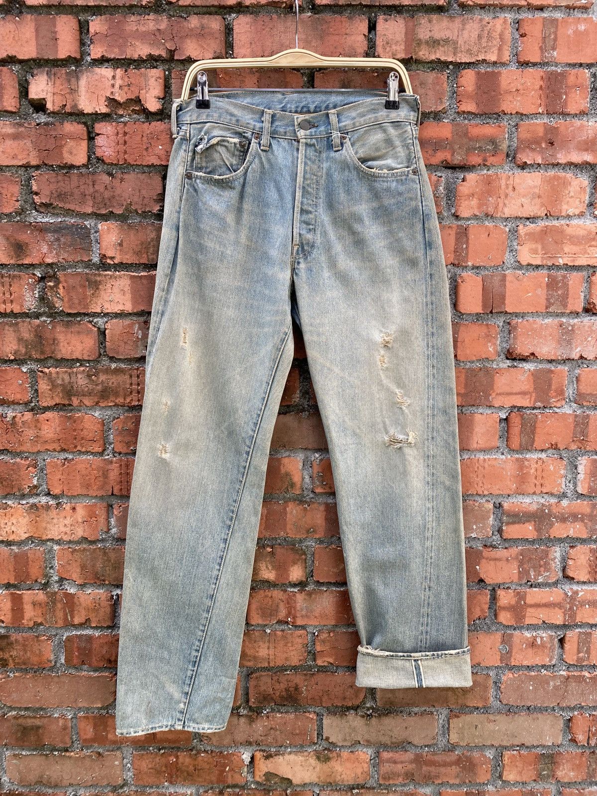Levi's Vintage Clothing × Vintage W31x32.5 Levi's 501 redline big E denime distressed Size US 31 - 1 Thumbnail