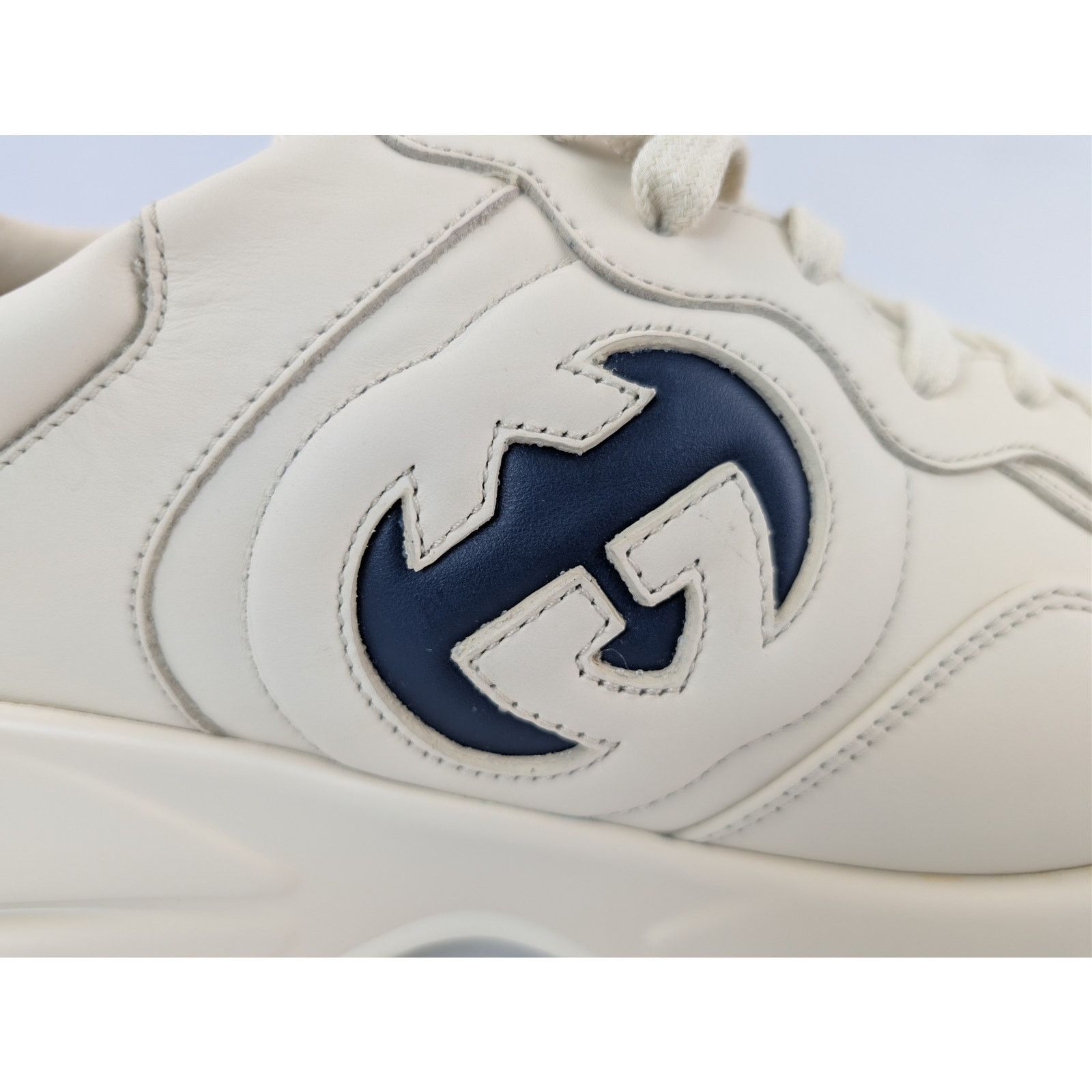 Gucci o1rshd1 leather Interlocking G logo Rhyton sneakers in ivory Size US 12.5 / EU 45-46 - 4 Thumbnail