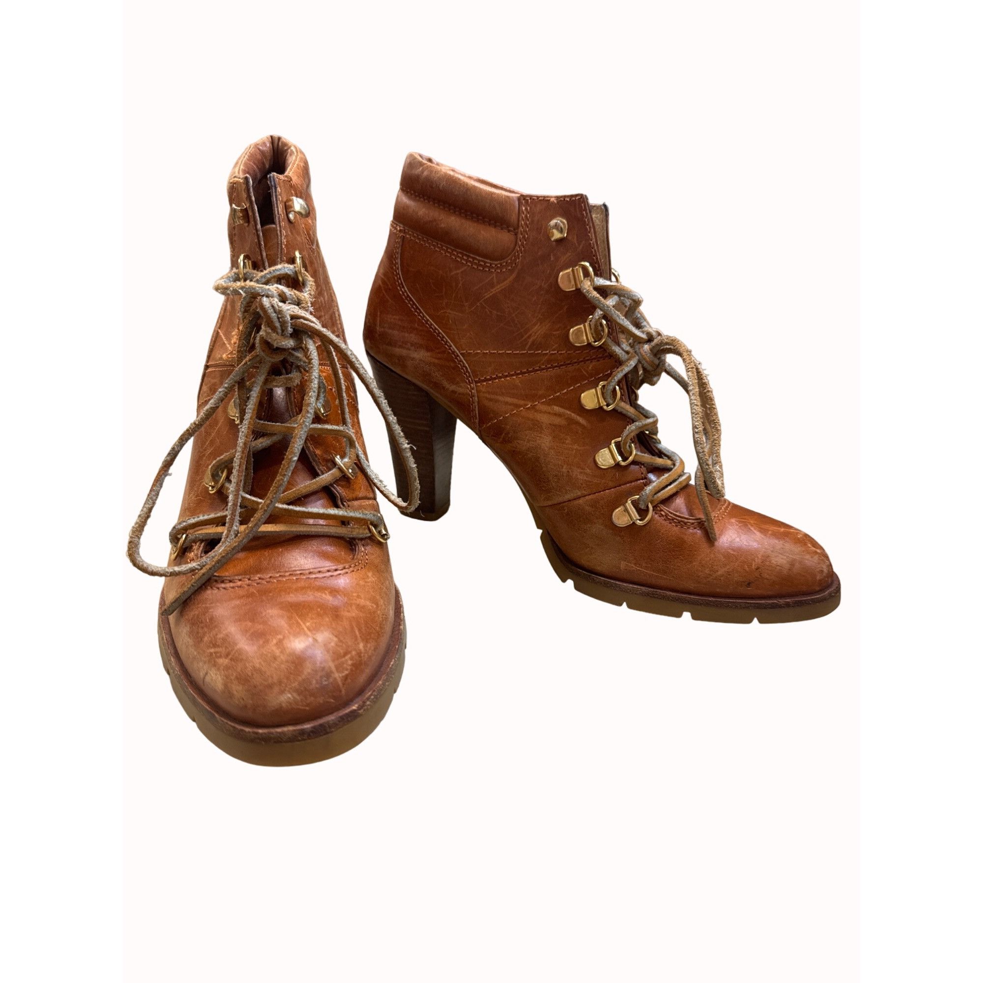 Michael Kors Michael Kors women’s brown leather ankle boots size 10M Saka Size US 10 / IT 40 - 1 Thumbnail