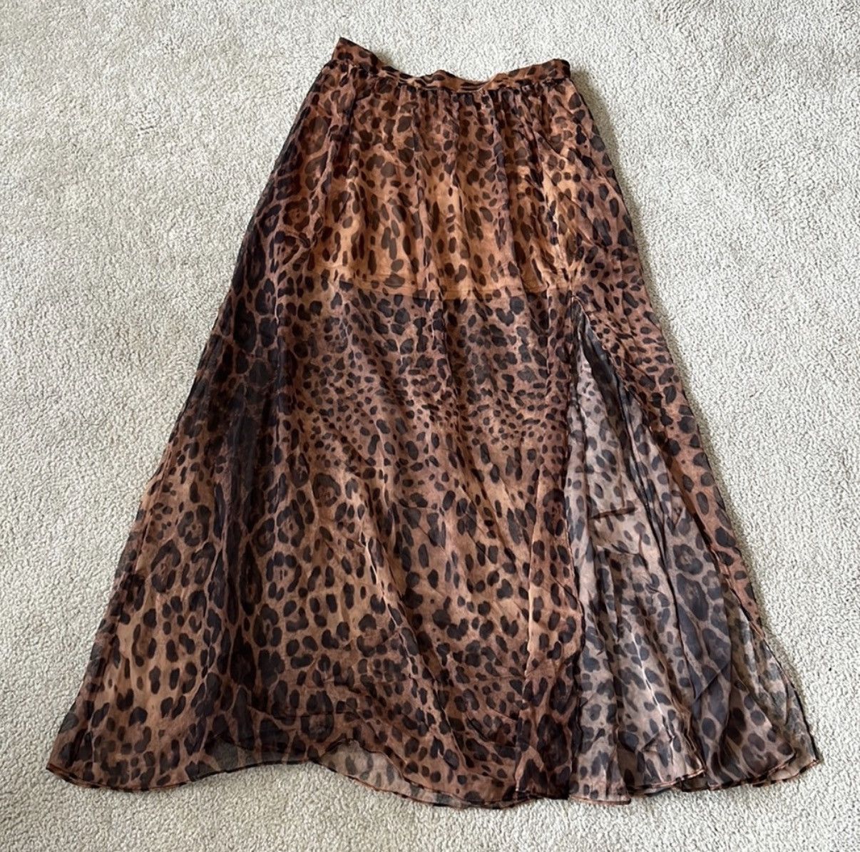 BLVD BLVD Sheer Leopard Print Maxi Skirt With High Slit Size L Size 34" / US 12 / IT 48 - 5 Thumbnail