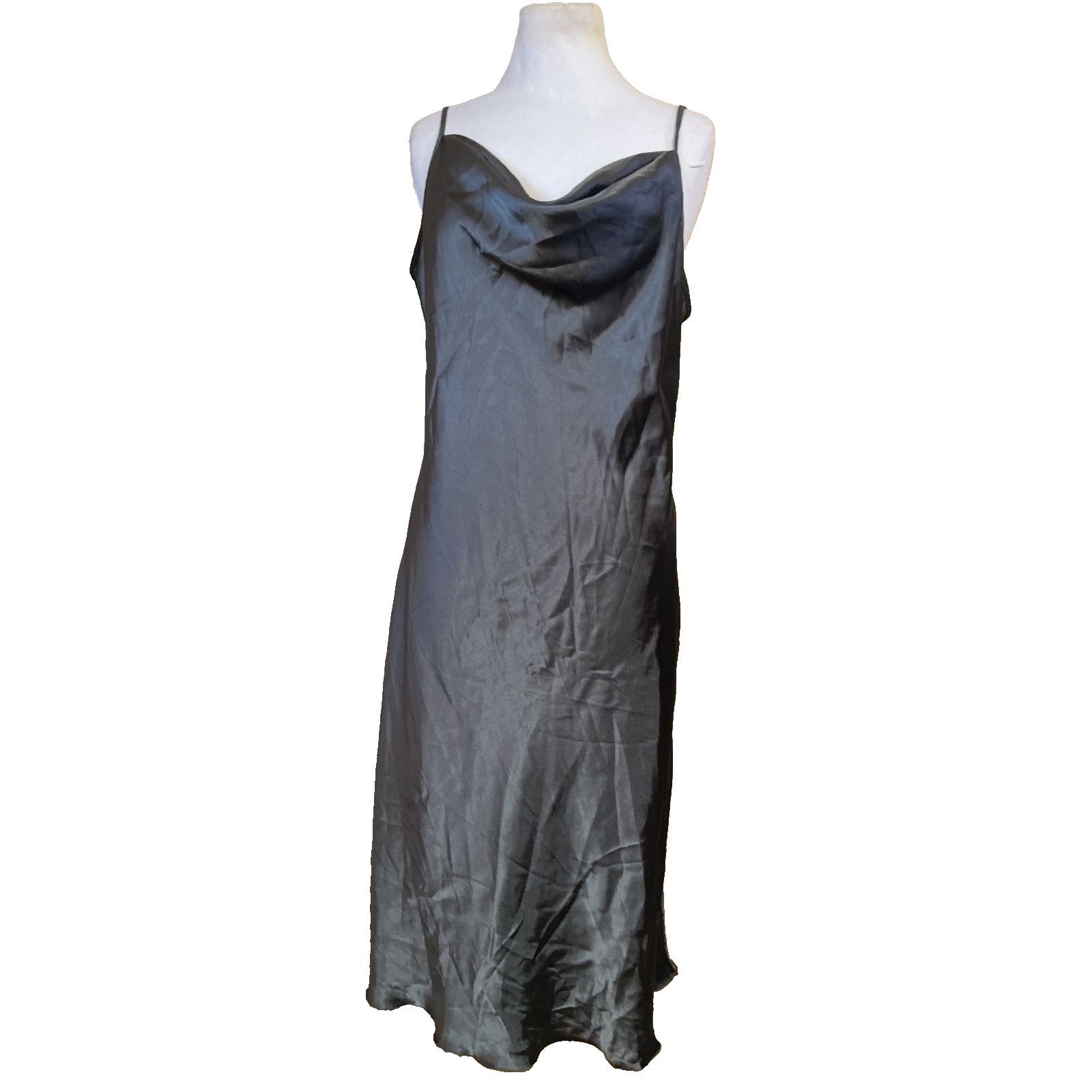 Bebe BEBE SILKY GRAY SATIN COWL NECK SLIP MAXI DRESS GOWN - SZ XL Size XL / US 12-14 / IT 48-50 - 1 Thumbnail