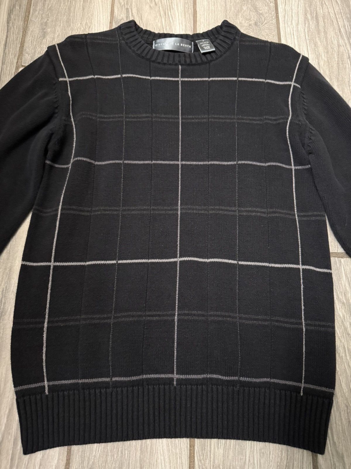 Oscar De La Renta Oscar De La Renta Men’s Crewneck Sweater Black/Grey Size US M / EU 48-50 / 2 - 2 Thumbnail