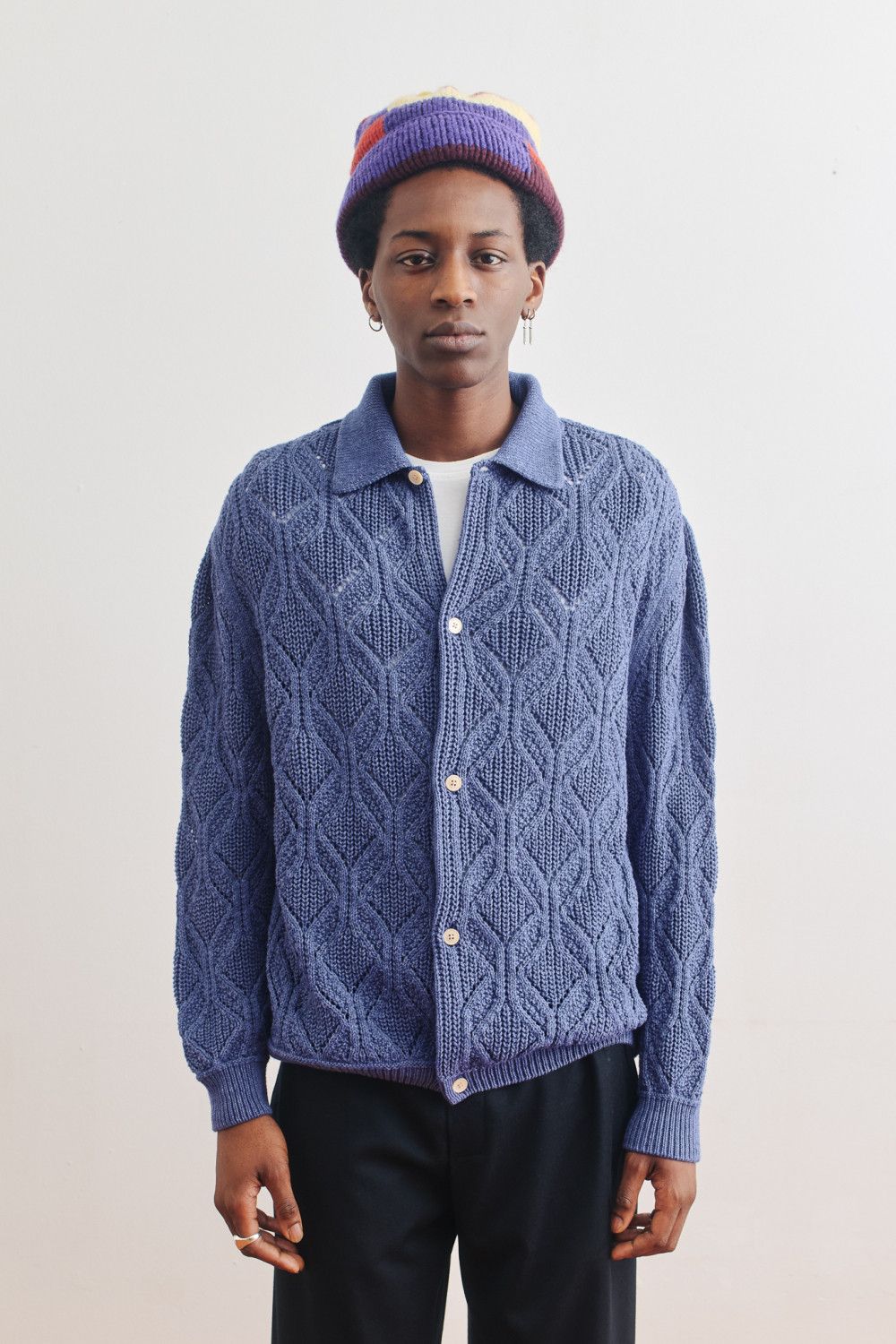 A Kind Of Guise 💚 AW23 A Kind Of Guise Per Knit Polo Jacket Blue Melange Size US L / EU 52-54 / 3 - 3 Thumbnail