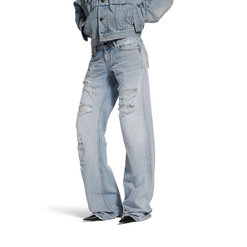 Balenciaga o1tr1nto0426 Fitted Low-Waist Pants in Light Blue Size 28" / US 6 / IT 42 - 5 Thumbnail