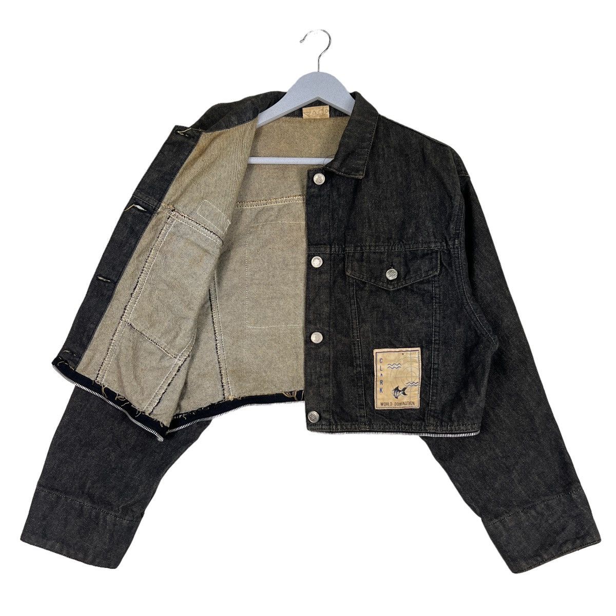Japanese Brand 🔥 VINTAGE CLARK CUT OFF DENIM JACKET MADE IN ITALY Size US S / EU 44-46 / 1 - 9 Thumbnail