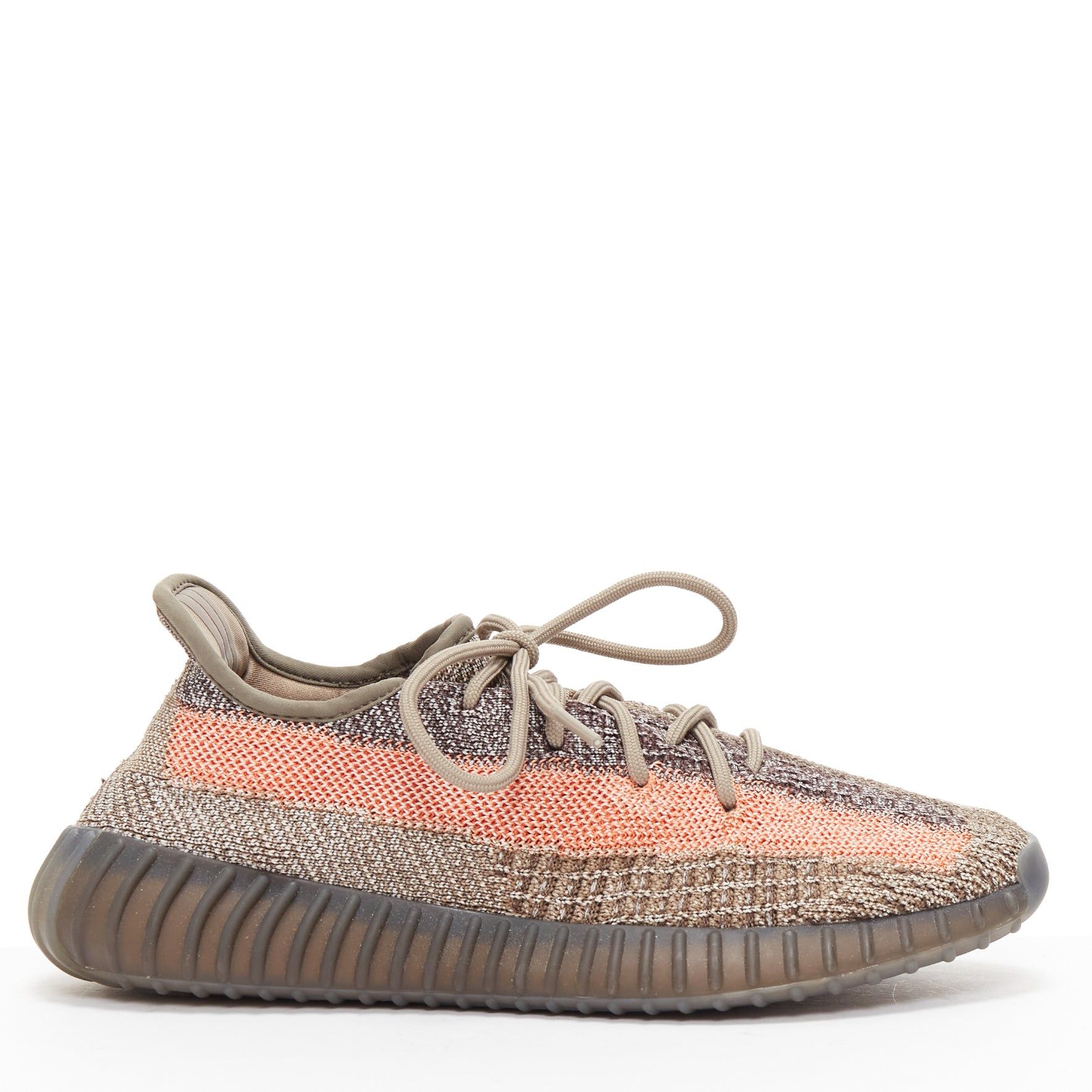 YEEZY Boost 350 V2 Ash Stone orange knit lace up chunky sneakers UK8 EU42