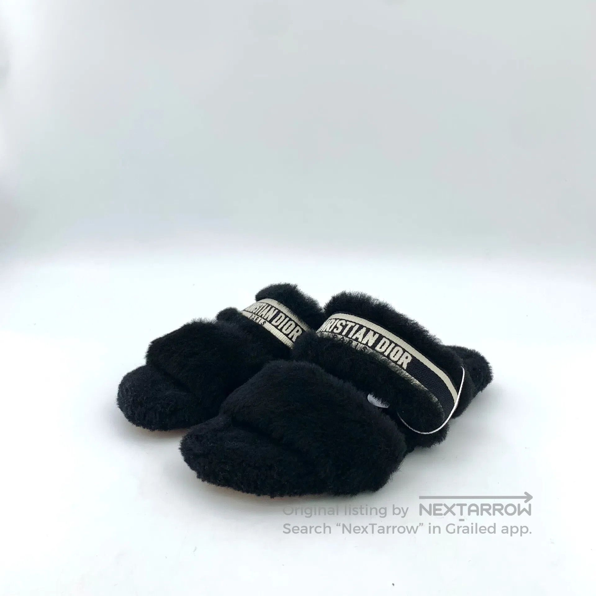 Dior Dior Black Wool Leather Casual Flat Furry Slippers| Size US 4.5 / IT 34.5 - 1 Thumbnail