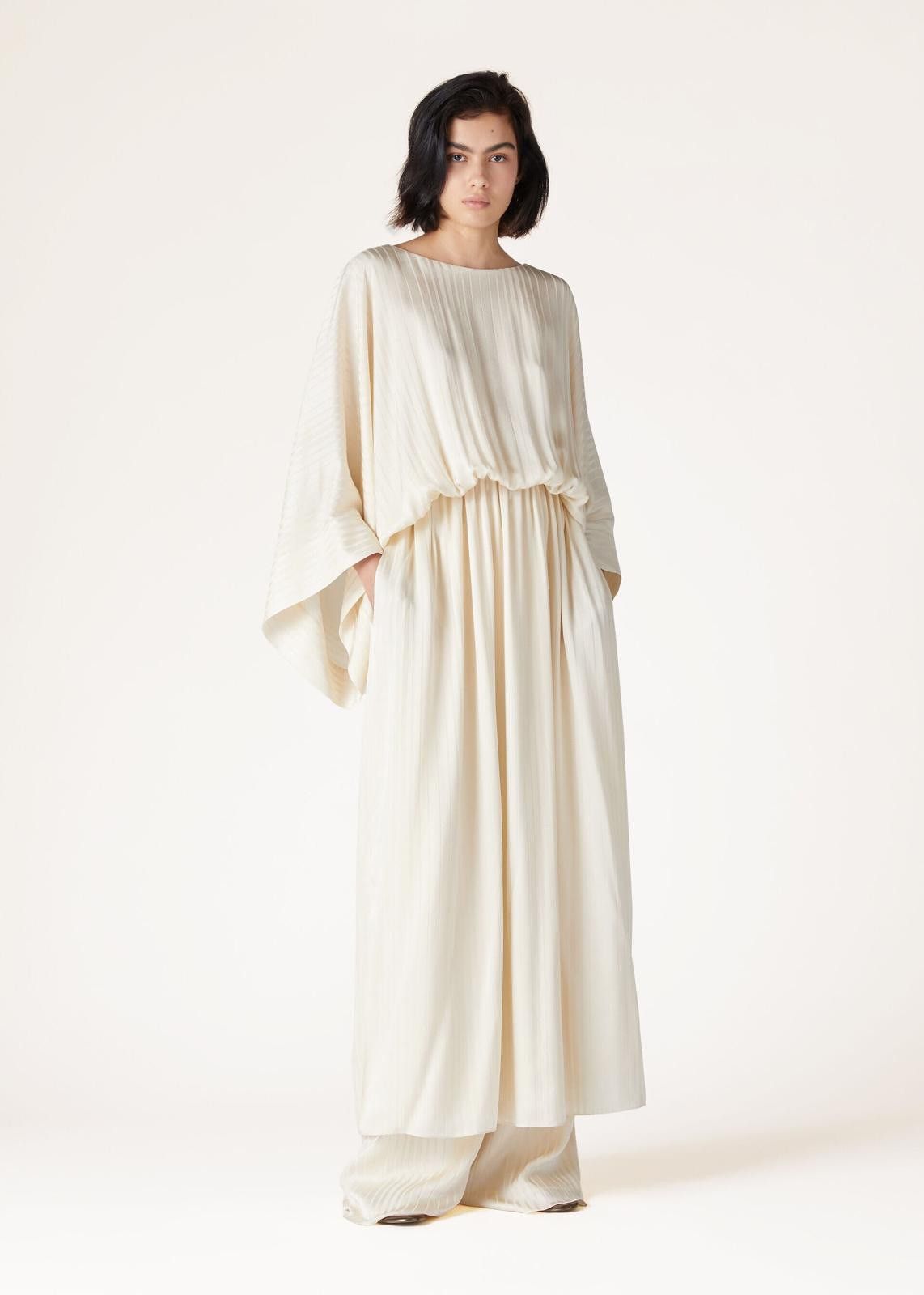 Loro Piana o1srvl11e0125 FAN8315 Ainy Ocean Silk Dress in Off White Size XS / US 0-2 / IT 36-38 - 4 Thumbnail