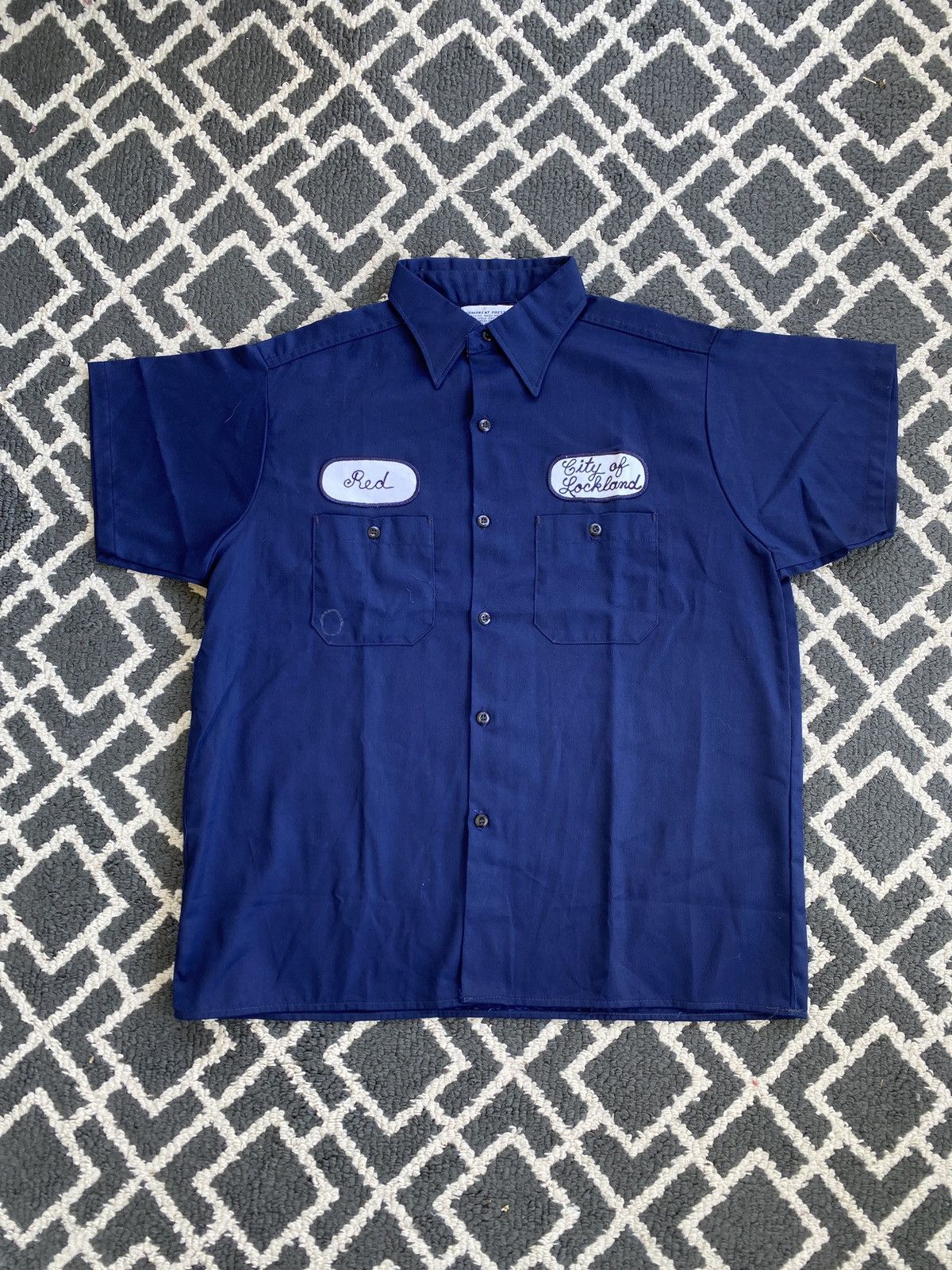 Vintage 70s Chain Stitch Work Shirt in Navy | Grailed