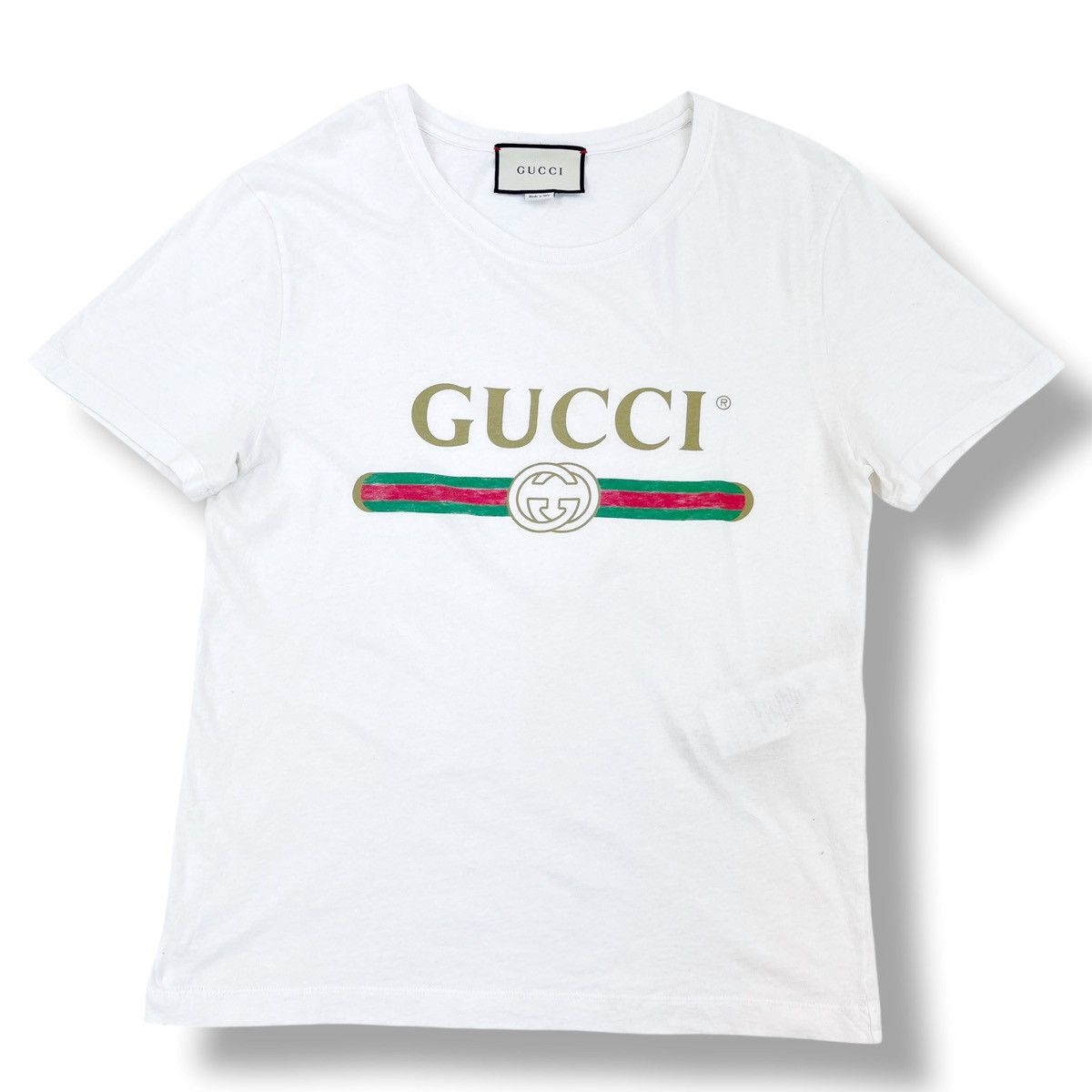 Gucci Gucci Printed Logo Distressed White T Shirt Size US XS / EU 42 / 0 - 2 Thumbnail