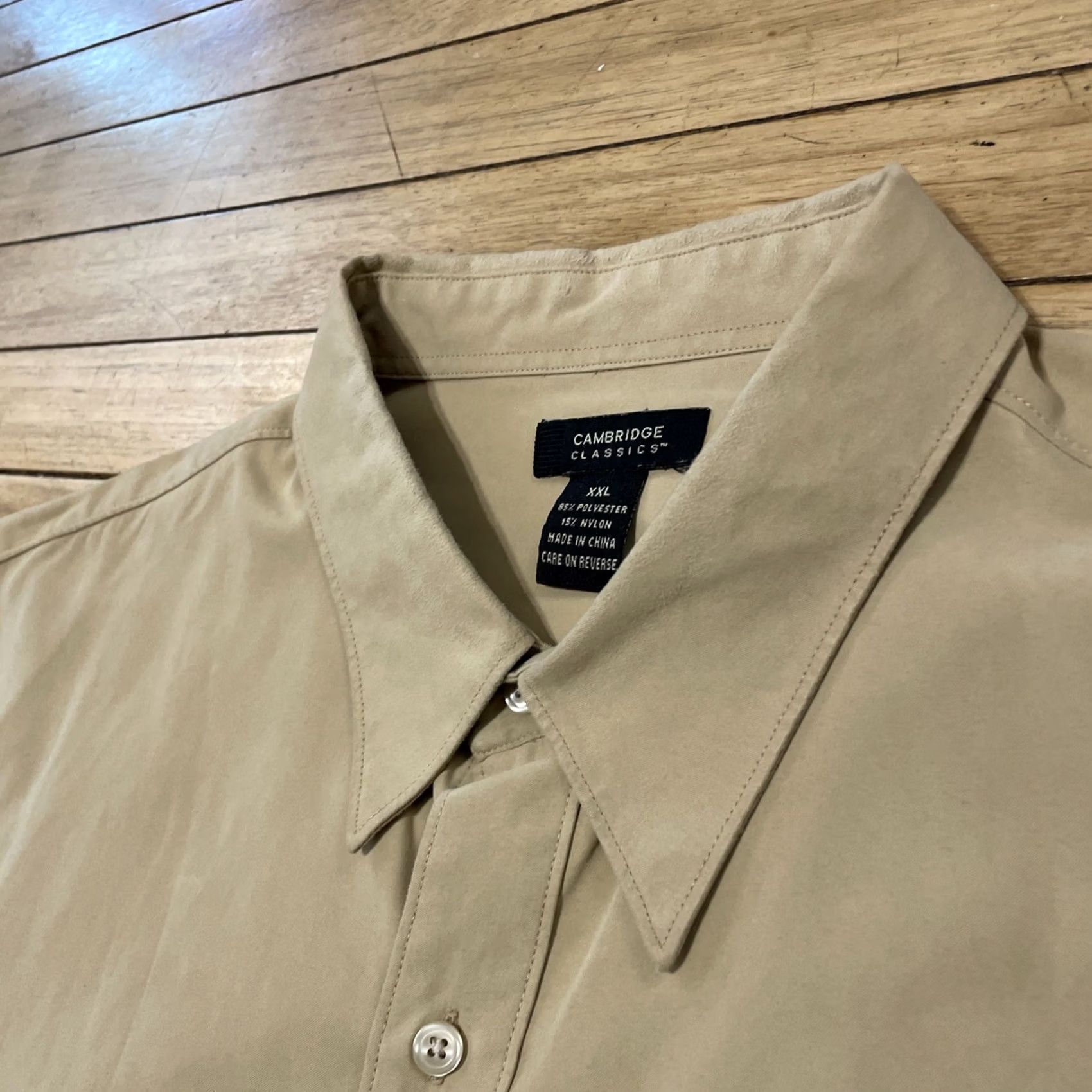 Vintage VINTAGE Cambridge Classics Shirt Men 2XL Khaki Brown Nylon Sueded Cotton Western Size US XXL / EU 58 / 5 - 5 Thumbnail