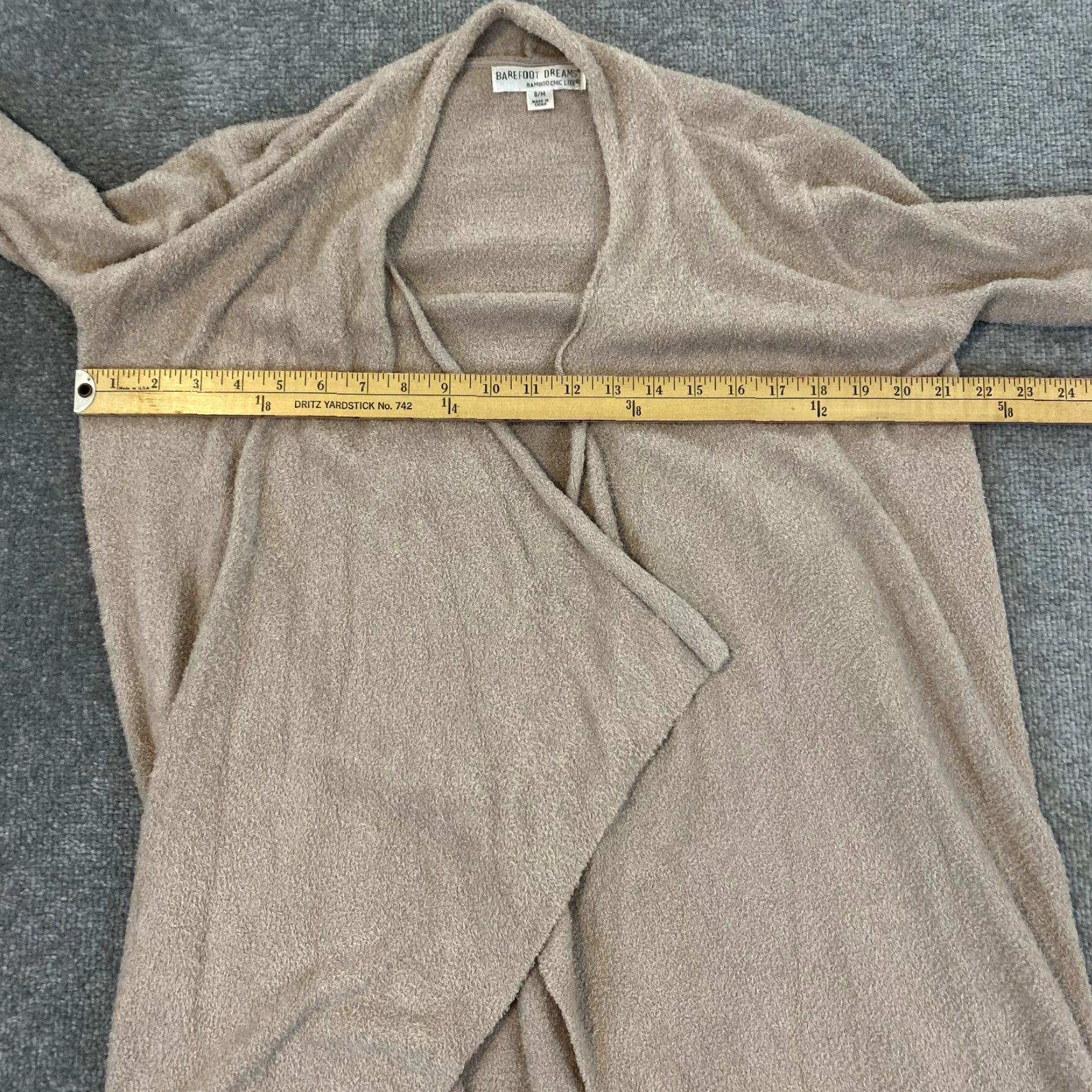 Vintage Barefoot Dreams Cardigan Women M Light Brown Bamboo Chic Lite Knit Drape Front Full Zip Pockets Size M / US 6-8 / IT 42-44 - 4 Thumbnail