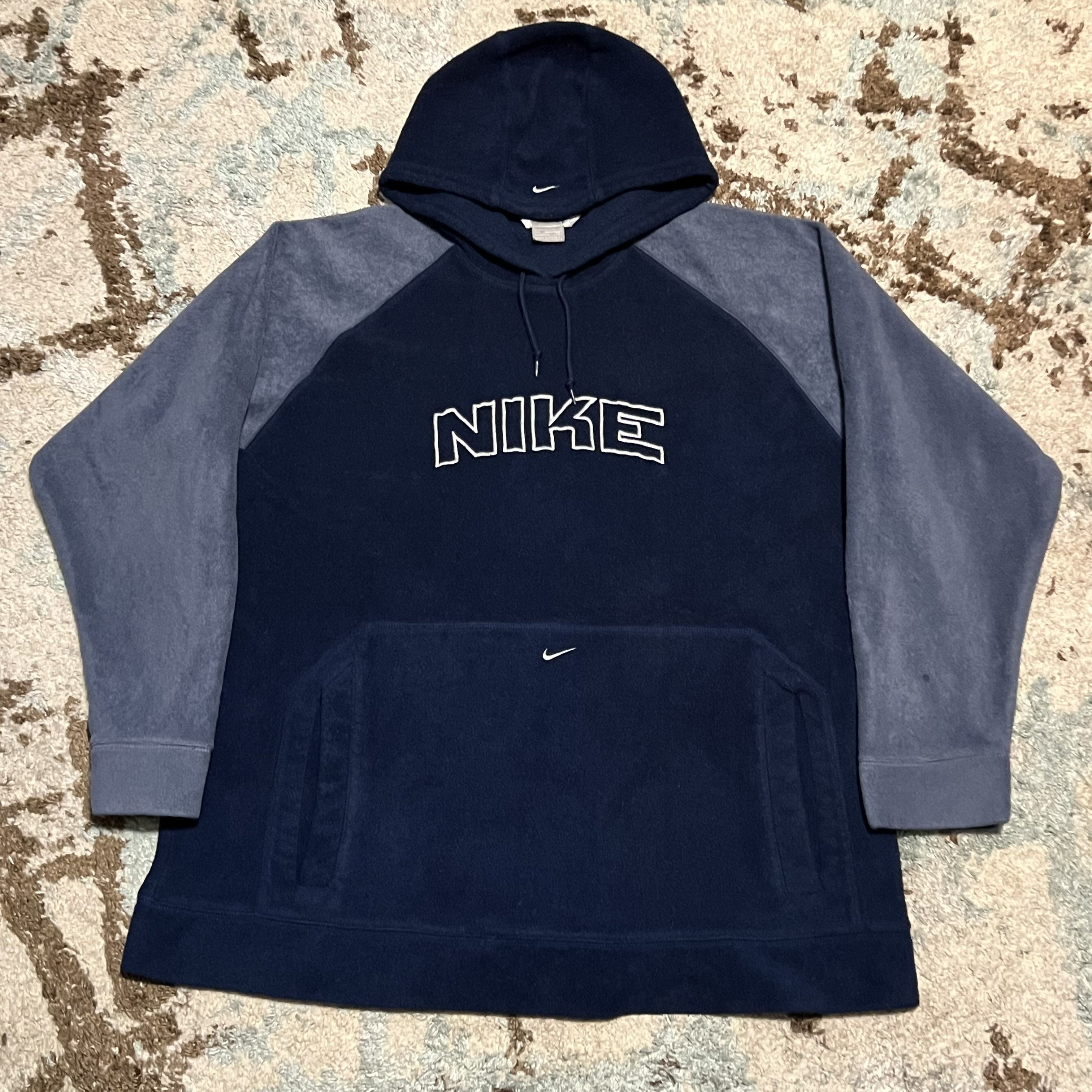 Nike × Vintage Vintage Nike Spellout Fleece Hoodie Size 2XL Center Swoosh Size US XXL / EU 58 / 5 - 1 Thumbnail