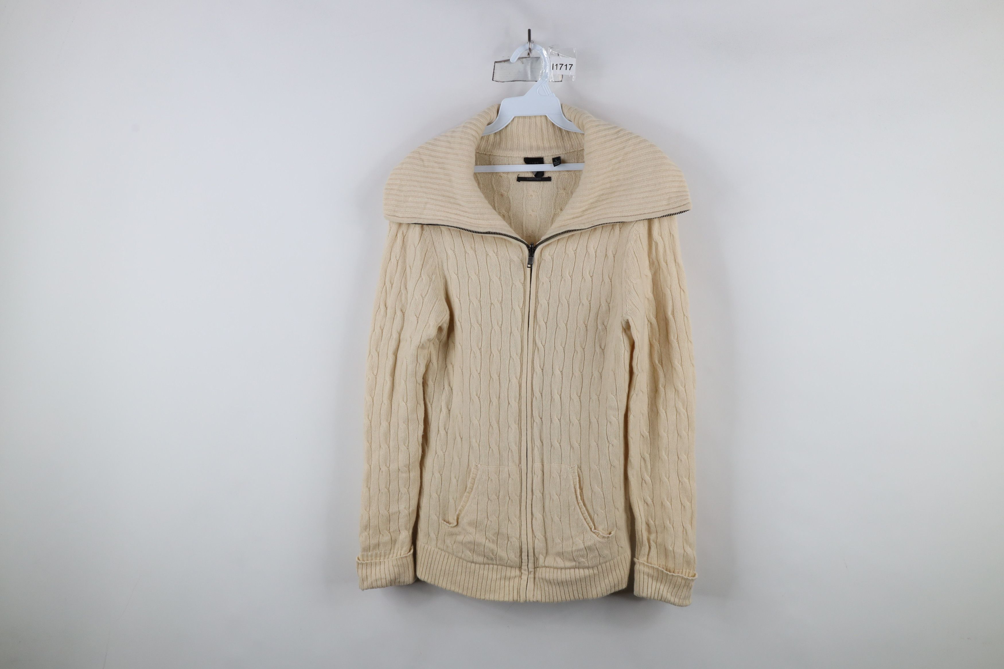Vintage Vintage Y2K Saks Fifth Avenue Cable Knit Zip Sweater Size L / US 10 / IT 46 - 1 Thumbnail