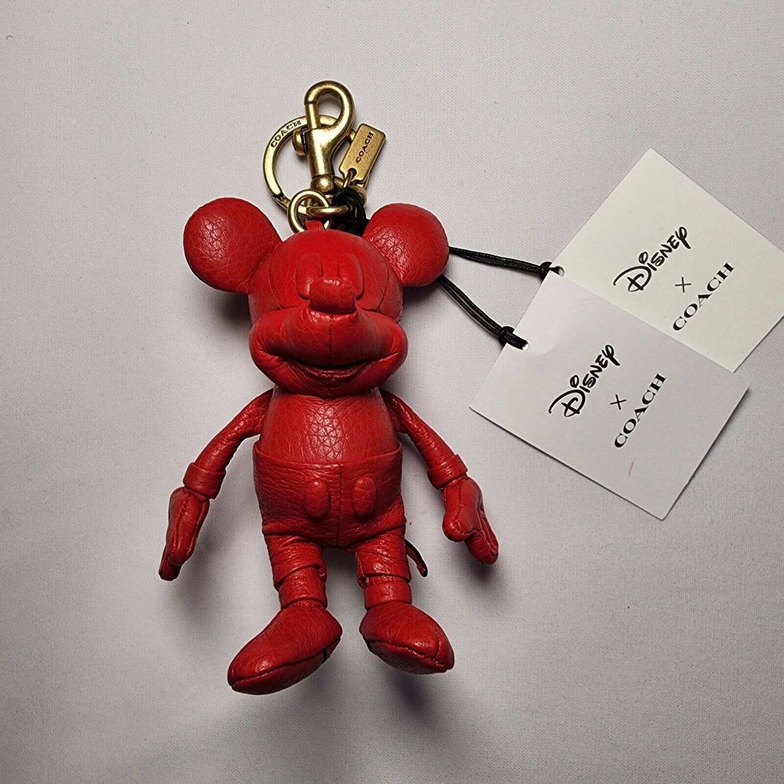 image of Coach Co325 Disney Mickey Mouse Red Keyring Key Fob Charm, Women's