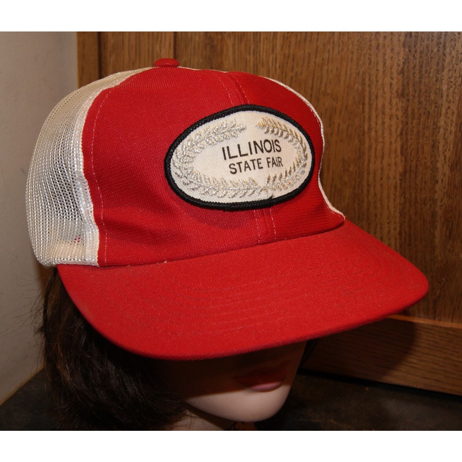 Vintage VTG ILLINOIS STATE FAIR Patch Trucker Mesh Snap Hat Cap S/M Size ONE SIZE - 3 Thumbnail