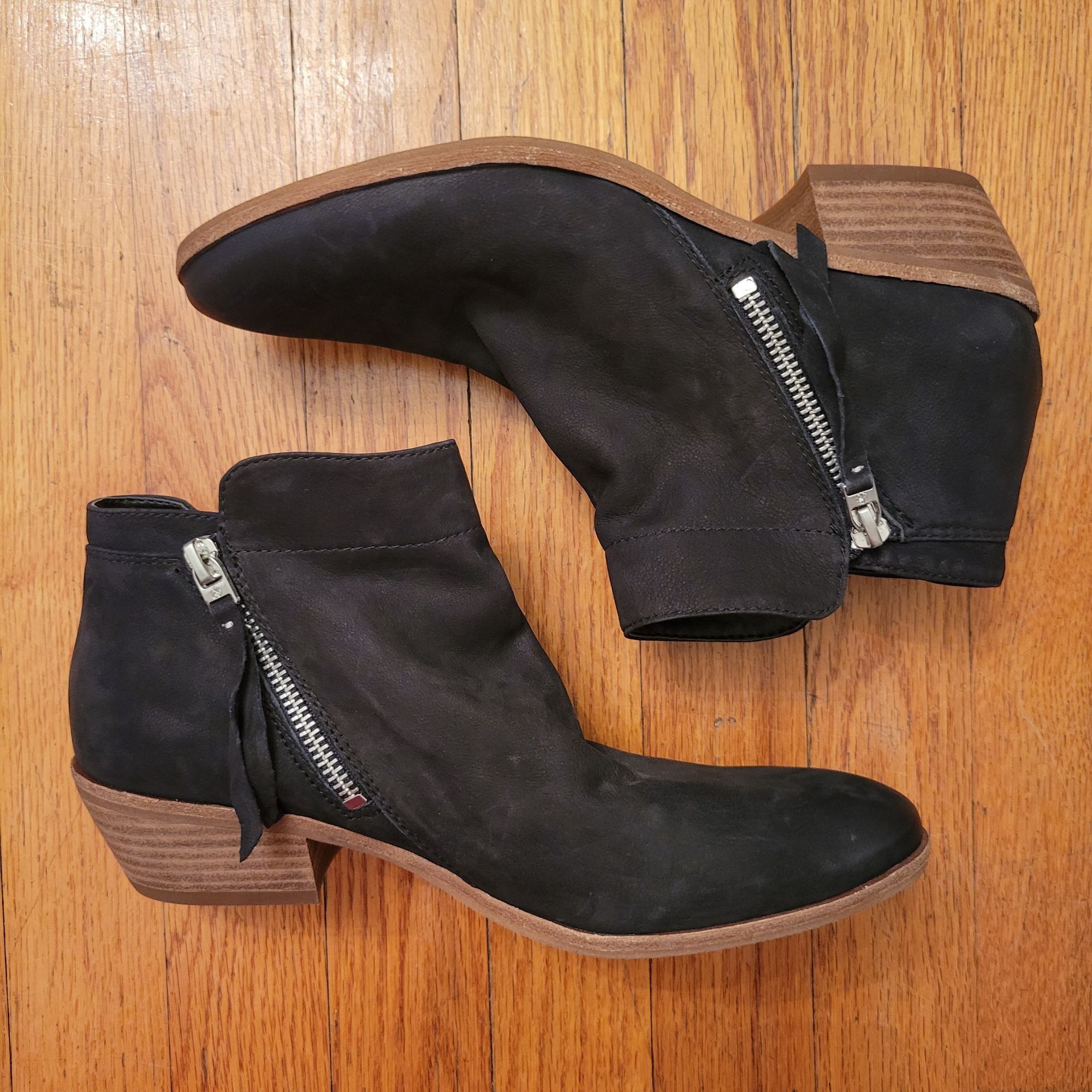 Sam Edelman Sam Edelman 8.5 Black Leather Booties Ankle Boots Stacked He Size US 8.5 / IT 38.5 - 3 Thumbnail