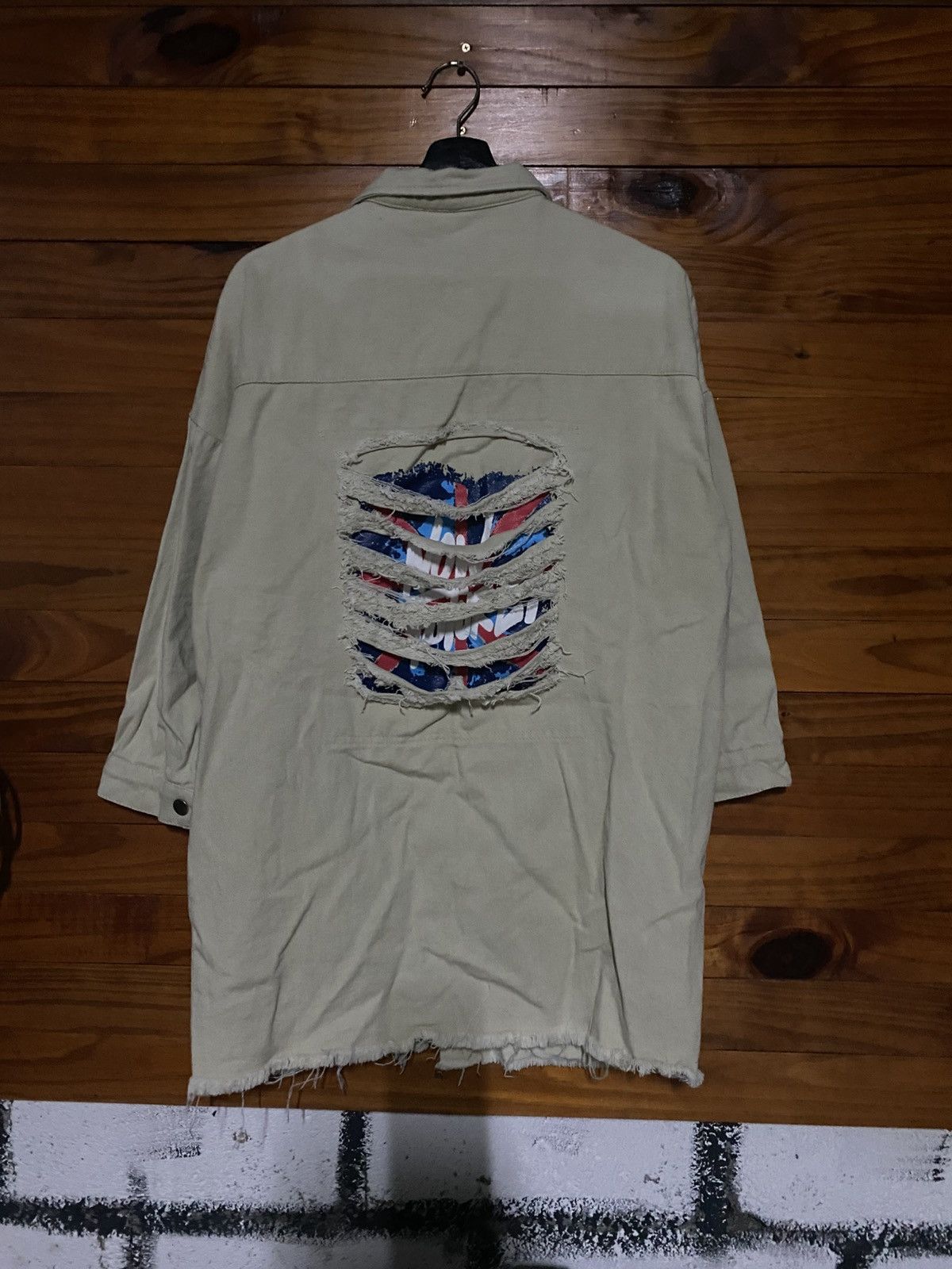 Japanese Brand Ou Bei Yi Distressed Back-Slashed Long Shirt Jacket Grunge Size L / US 10 / IT 46 - 3 Thumbnail