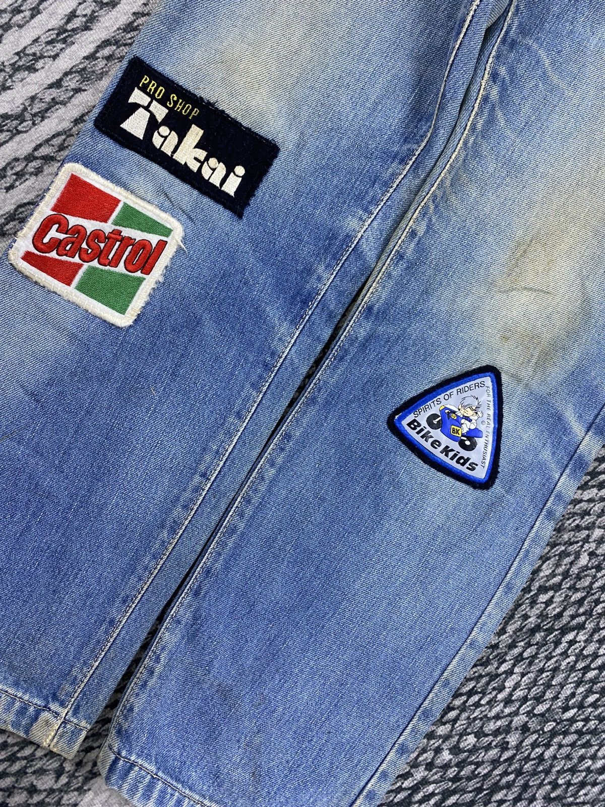 Big John Vtg Big-John With Bike Kids Patches Denim Pants Size US 29 - 10 Thumbnail