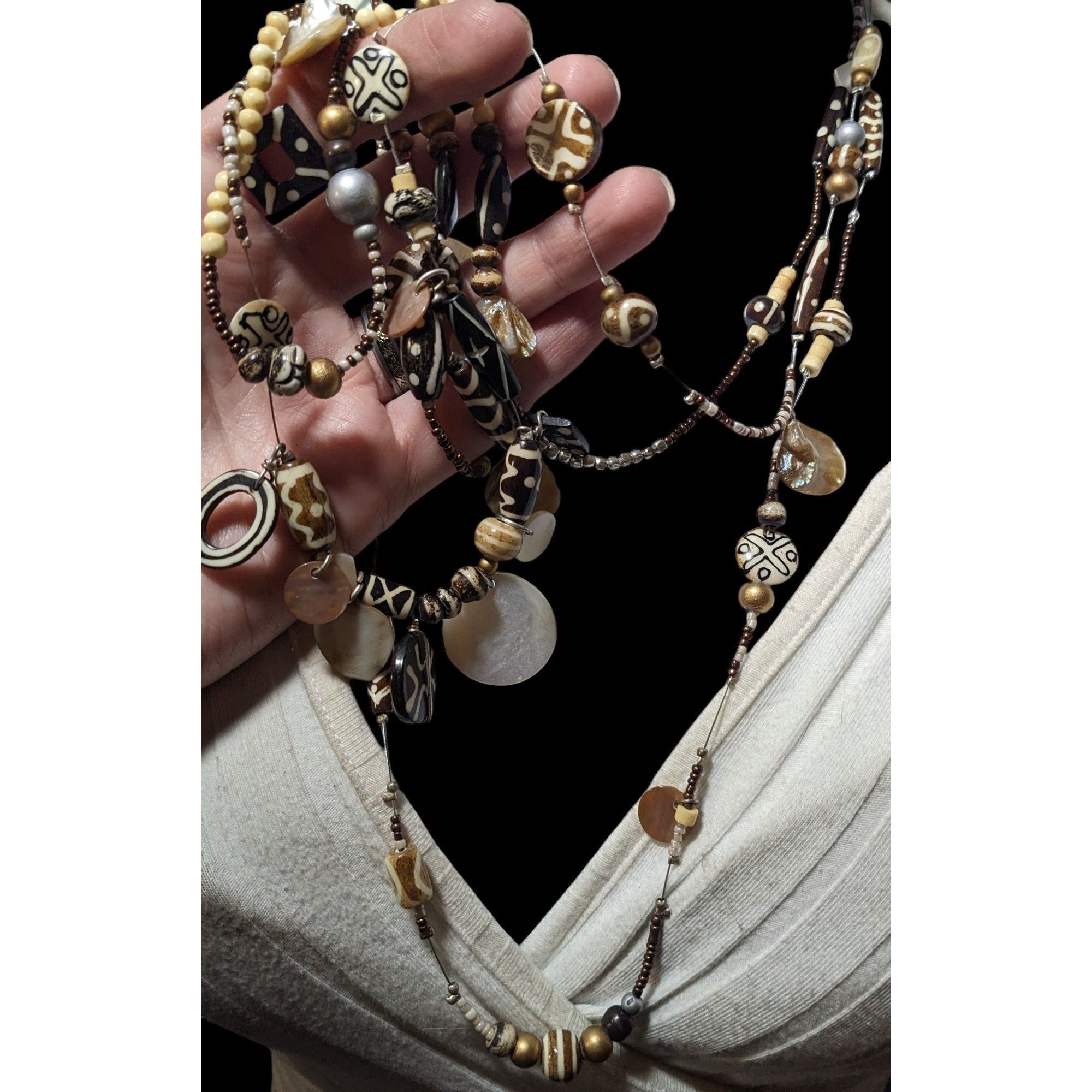 Chicos Chico's Multilayer Tribal Mixed Media Beaded Necklace Size ONE SIZE - 4 Thumbnail