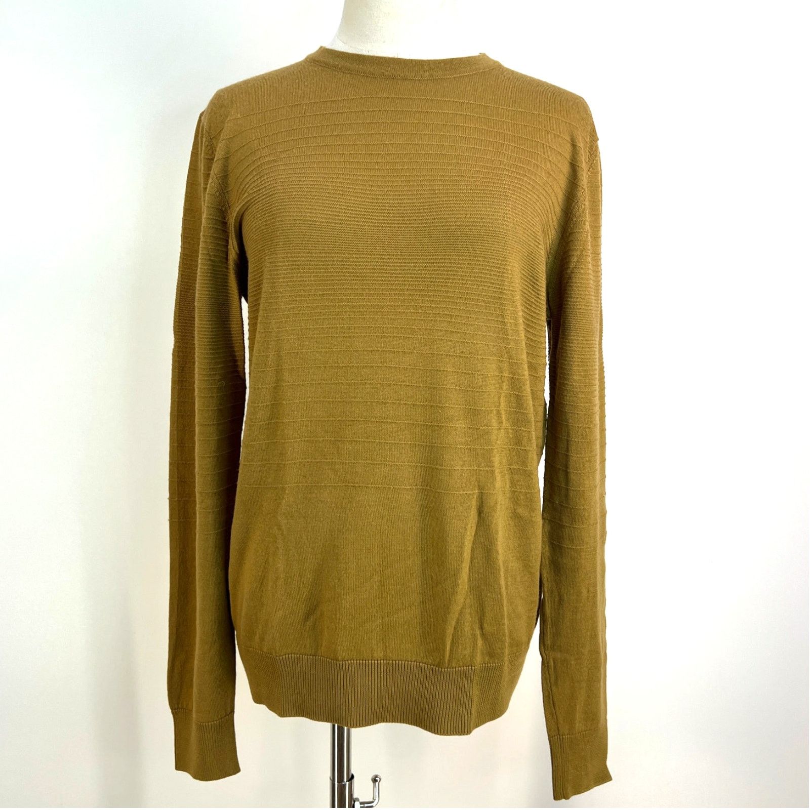 Saks Fifth Avenue Saks Fith Avenue Modern Knit Crewneck Sweater Wool Camel Tan Size S / US 4 / IT 40 - 1 Thumbnail