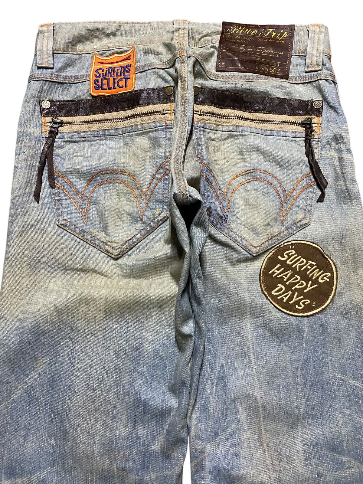 Edwin Edwin Blue Trip Print Dirty Patches Jeans Size US 32 / EU 48 - 4 Thumbnail