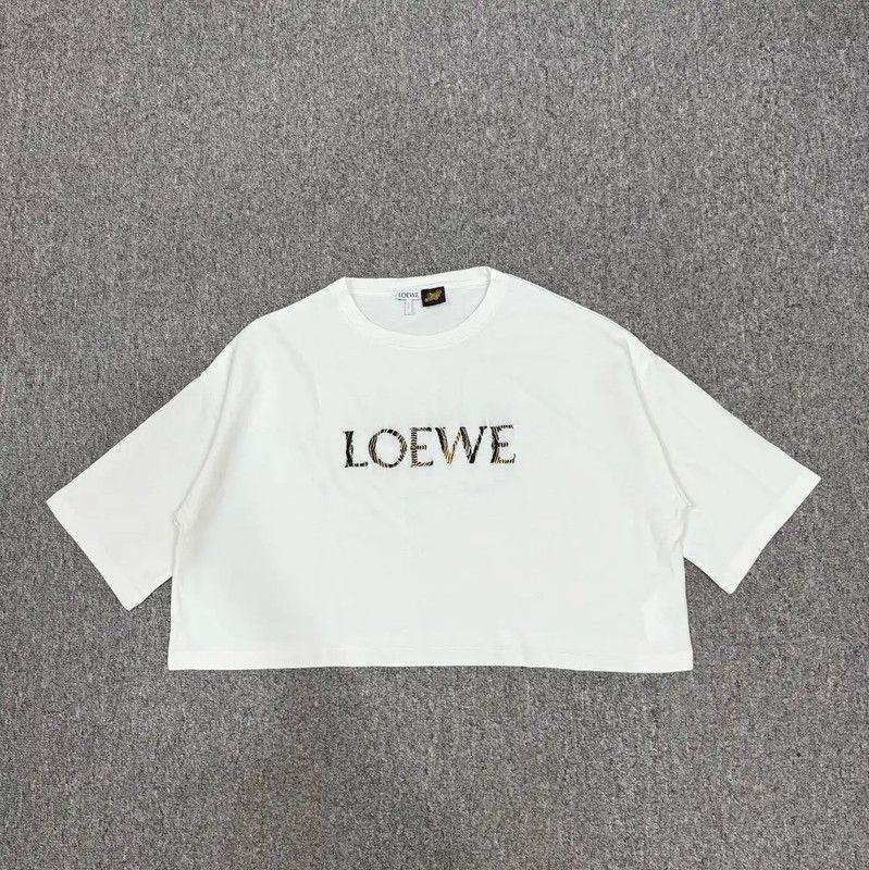 Loewe Loewe White Cotton Women's Cropped T-Shirt 0089 Size M / US 6-8 / IT 42-44 - 1 Thumbnail