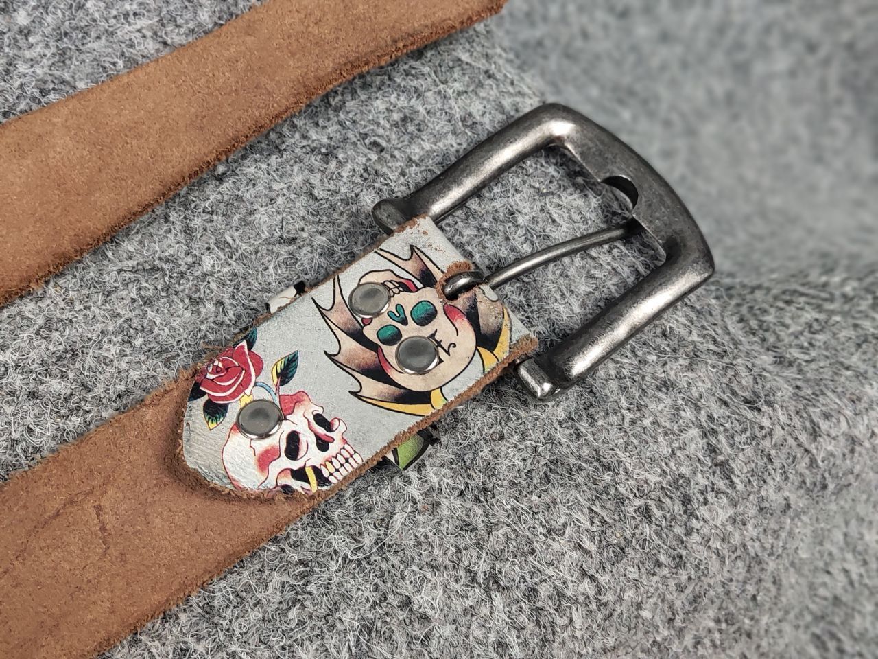Ed Hardy Vintage Ed Hardy Multi Logo Brown Leather Belt Y2K Style Size ONE SIZE - 15 Thumbnail