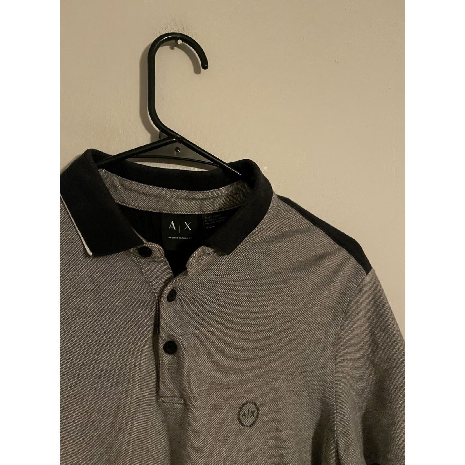 Armani Exchange Armani Exchange AX Polo Shirt Mens Medium Light Gray Cotton Pique S/S Logo Size US M / EU 48-50 / 2 - 2 Thumbnail