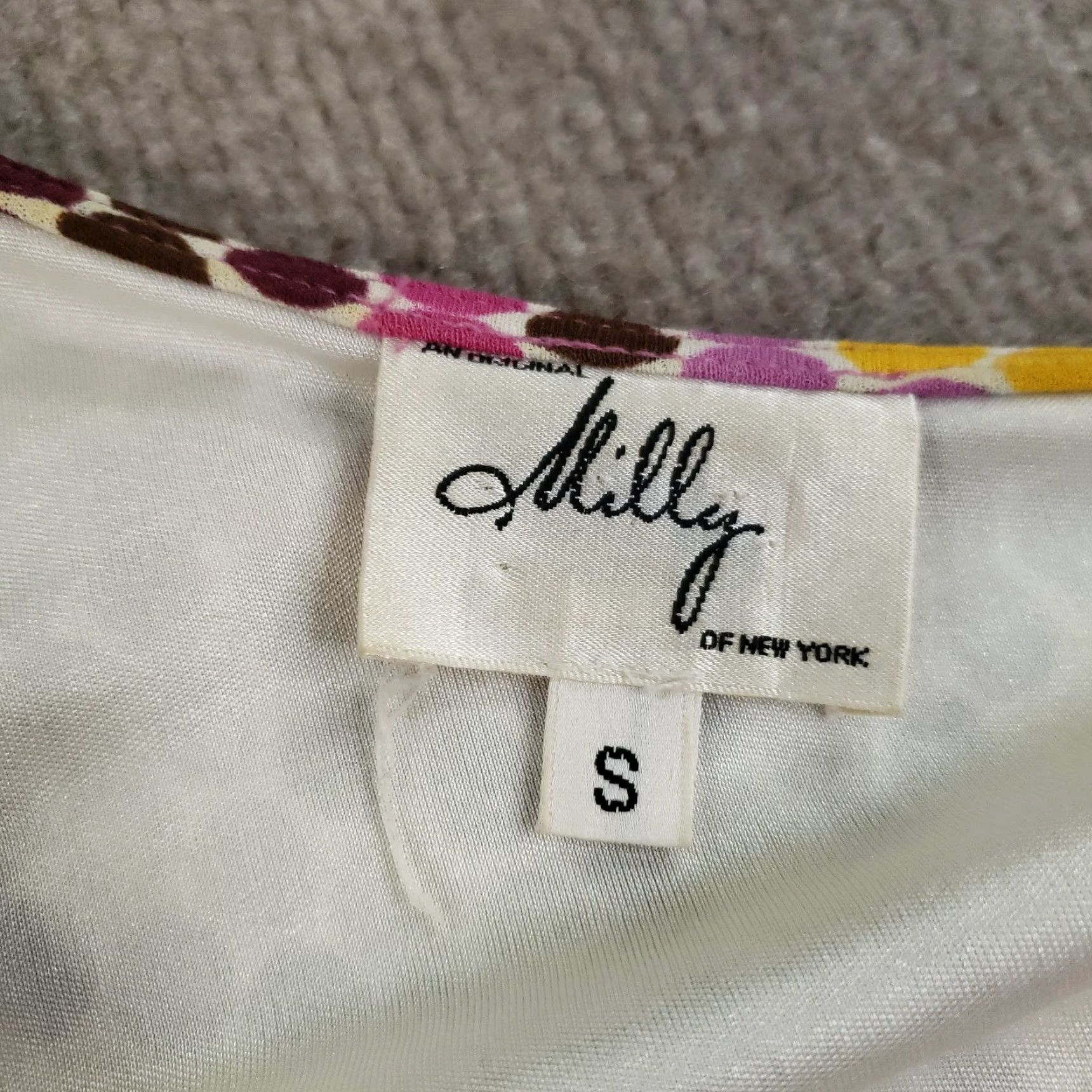 MILLY Milly One Shoulder Dress Shirt Woman Mini Pink Silk Geometric Pattern S Small Colorful Party Dress Womens Size 28" / US 6 / IT 42 - 6 Thumbnail