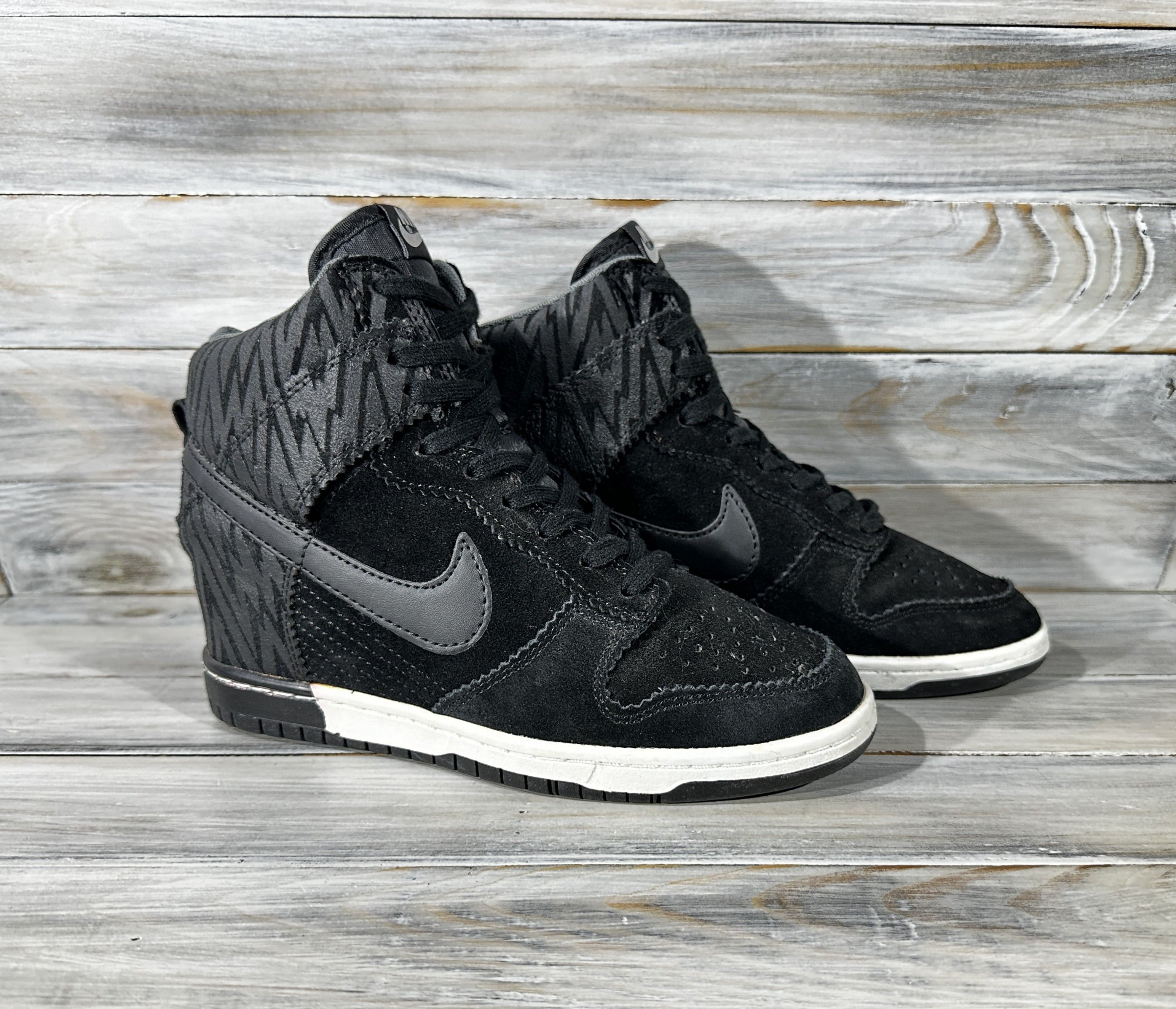 Nike Nike Dunk Sky Hi Wedge Women's Sneakers Black Sport Swoosh Size US 7 / IT 37 - 25 Thumbnail