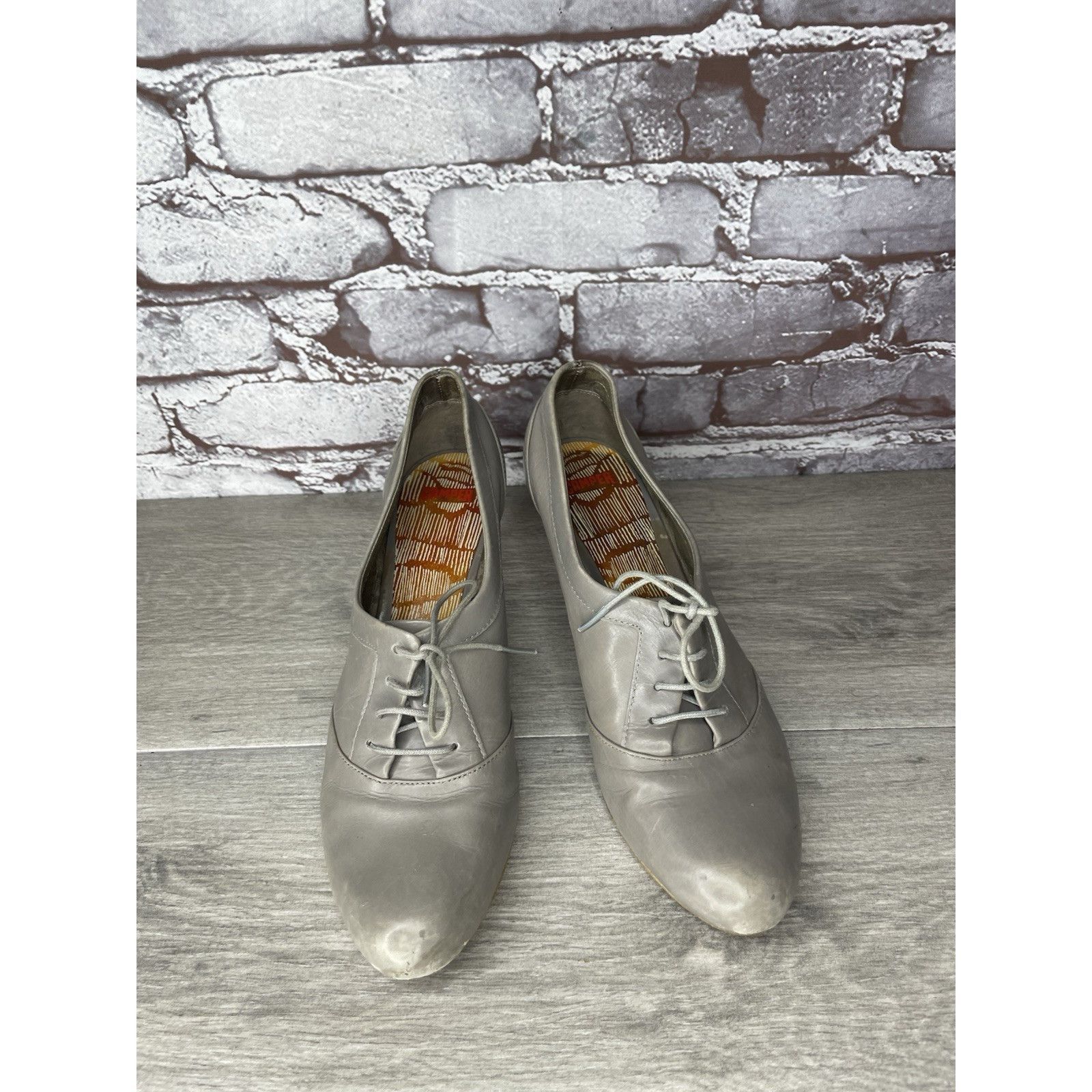 Camper Camper Gray Leather High Heel Lace Up Oxfords Shoes Women Sz Size US 7.5 / IT 37.5 - 5 Thumbnail