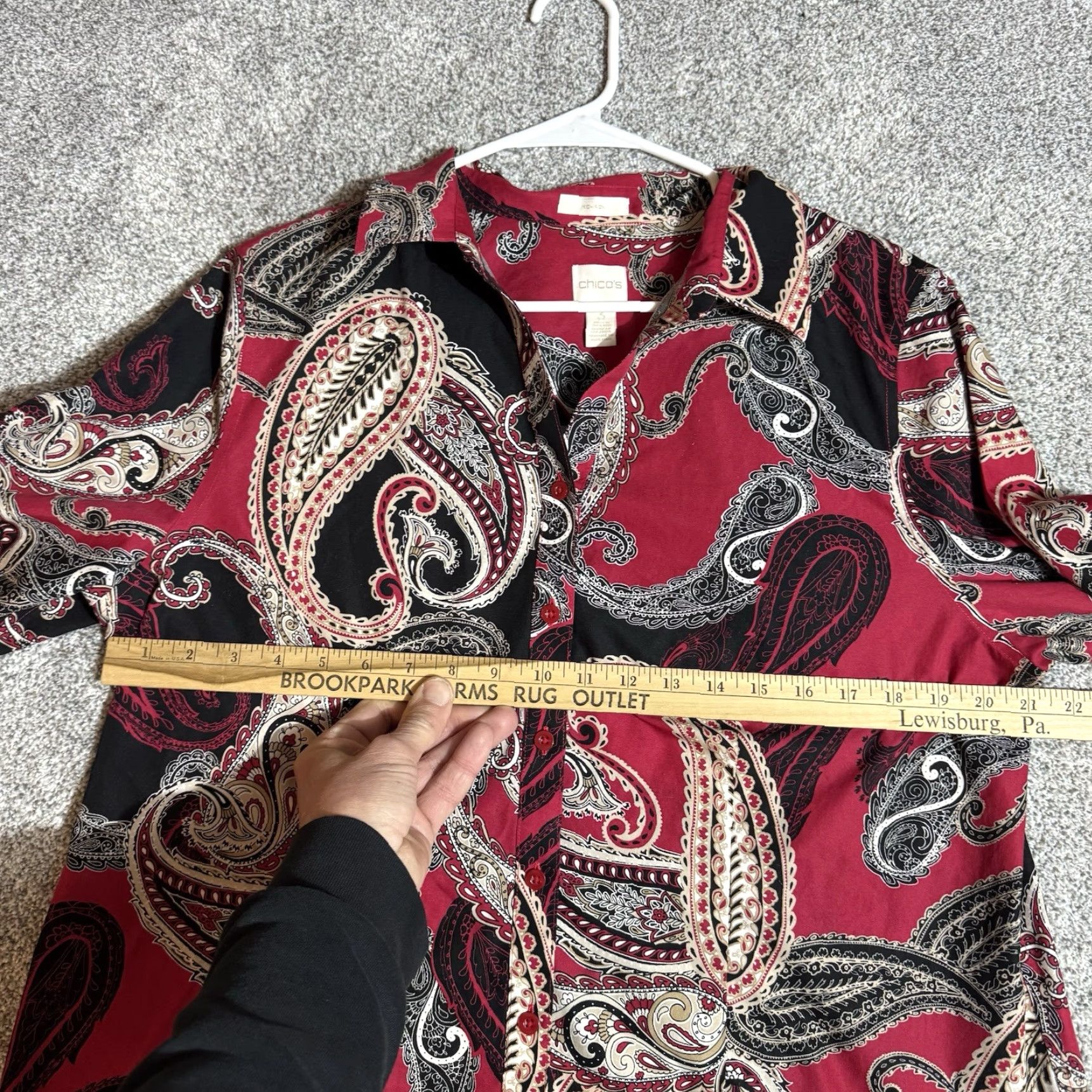 Vintage Chicos Button-Up Top Women 3 XL Paisley Boho Lagenlook Whimsigoth Office Retro Size XS / US 0-2 / IT 36-38 - 3 Thumbnail