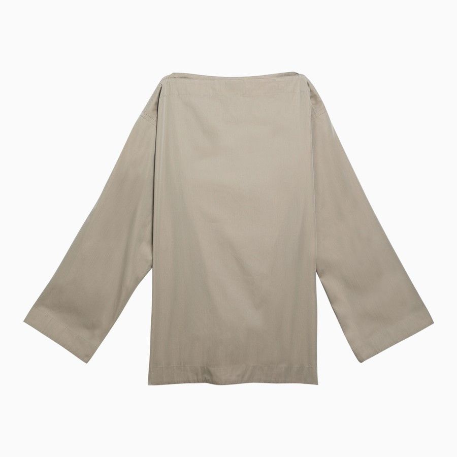 Bottega Veneta o1d2blof0824 Cotton Blouses in Beige Size M / US 6-8 / IT 42-44 - 2 Thumbnail