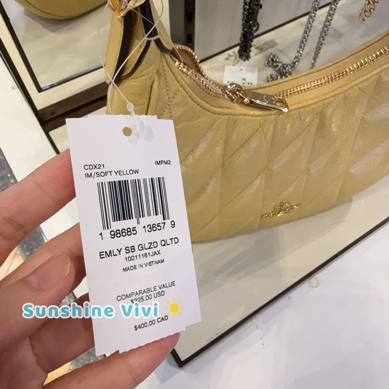 Coach NWT Coach Emily Shoulder Bag Quilting CDX21 leather Yellow Size ONE SIZE - 7 Thumbnail