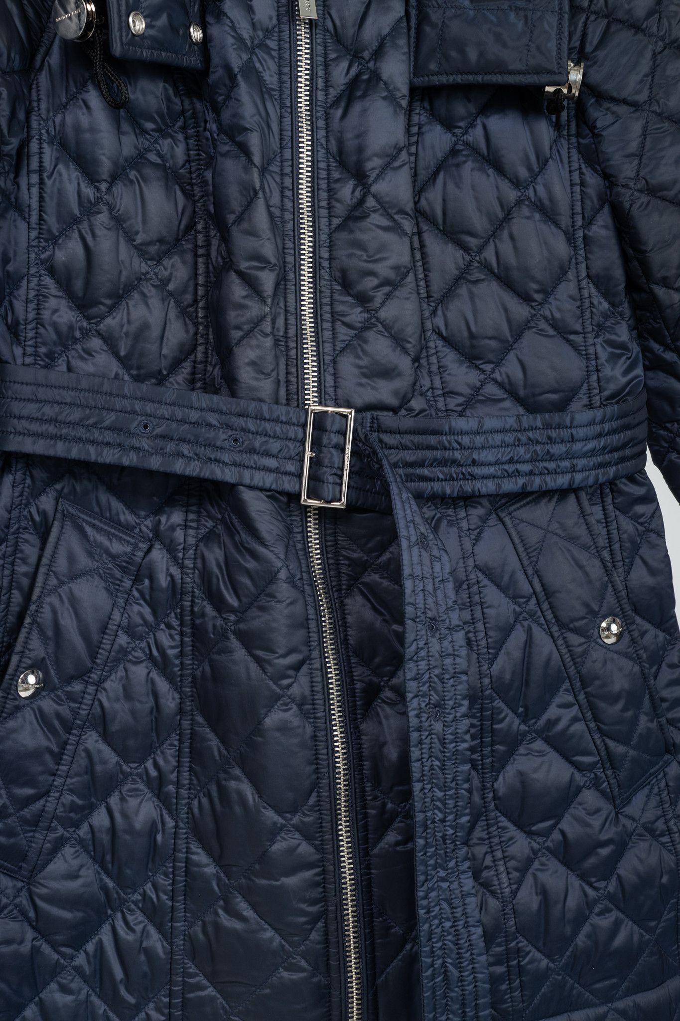 Burberry Burberry Baughton Navy Belted Hooded Quilted Coat Size M / US 6-8 / IT 42-44 - 8 Thumbnail