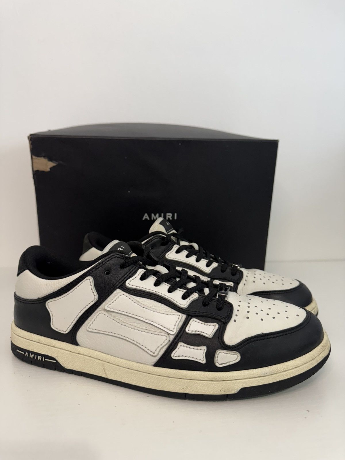 Amiri Amiri Skel Top Low Black/White Size 11 Preowned W/ Box Size US 11 / EU 44 - 1 Thumbnail