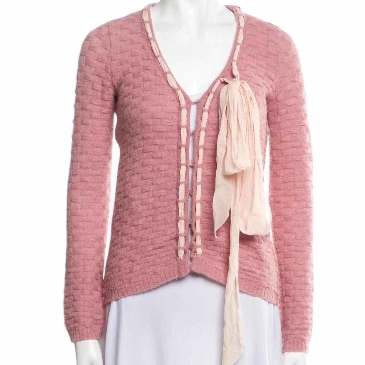 Moschino Archive Rare Moschino Alpaca Silk Pink Cardigan Runway 94’ Size M / US 6-8 / IT 42-44 - 2 Thumbnail