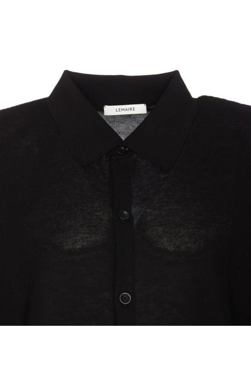 Lemaire o1s22i1n1024 Short-Sleeved Knit Shirt in Black Size US M / EU 48-50 / 2 - 3 Thumbnail
