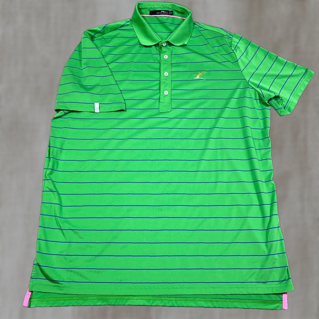 RLX Ralph Lauren RLX Ralph Lauren Polo Shirt Men XL Green Striped Performance Sport Golf Wicking Size US XL / EU 56 / 4 - 1 Thumbnail