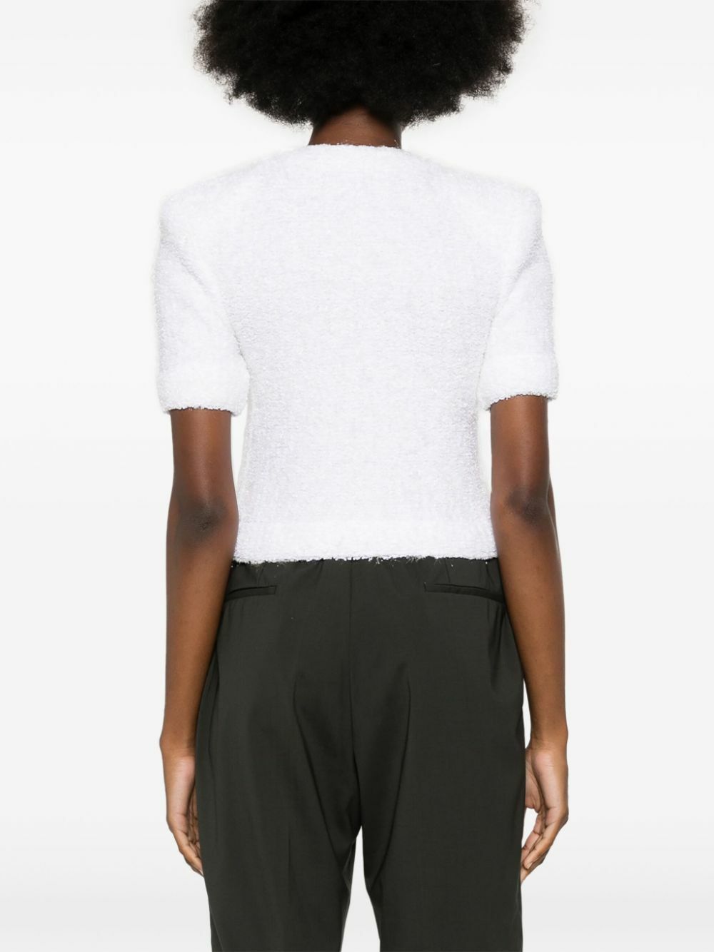 Balmain o1srvl11e1125 Cropped Cardigan in White Size XS / US 0-2 / IT 36-38 - 4 Thumbnail