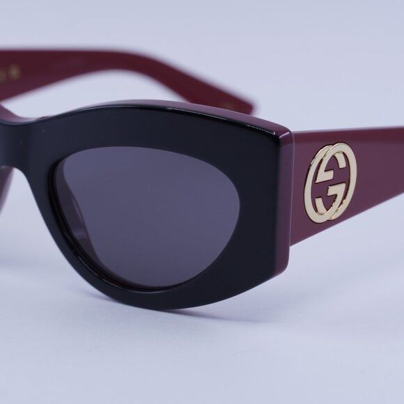 Gucci 🕶️ New Gucci GG1843S 006 Sunglasses - Shiny Black/Burgundy Size ONE SIZE - 4 Thumbnail