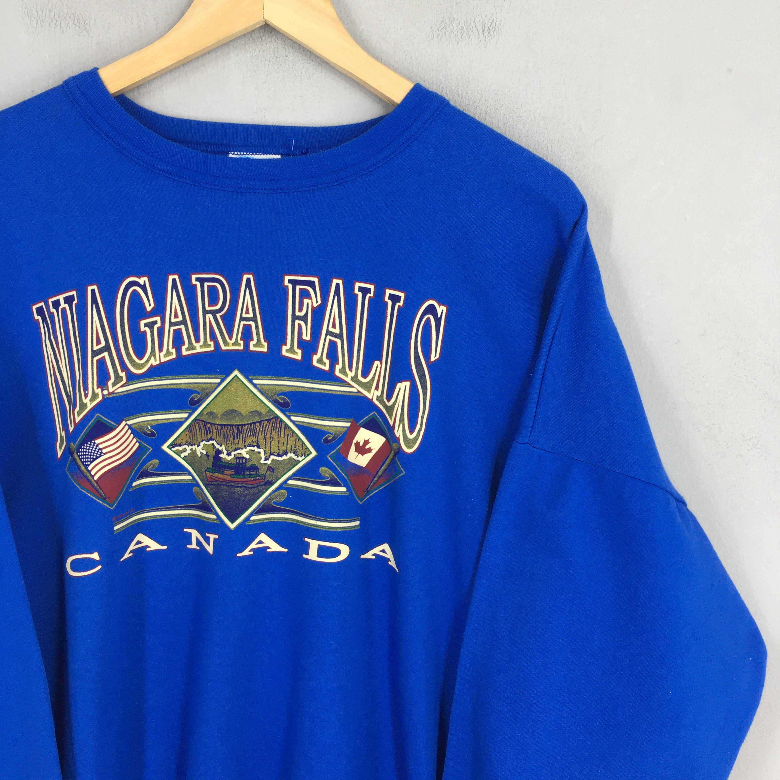 Vintage Vintage 90's Niagara Falls Canada Blue Sweatshirt Large Size US L / EU 52-54 / 3 - 2 Thumbnail