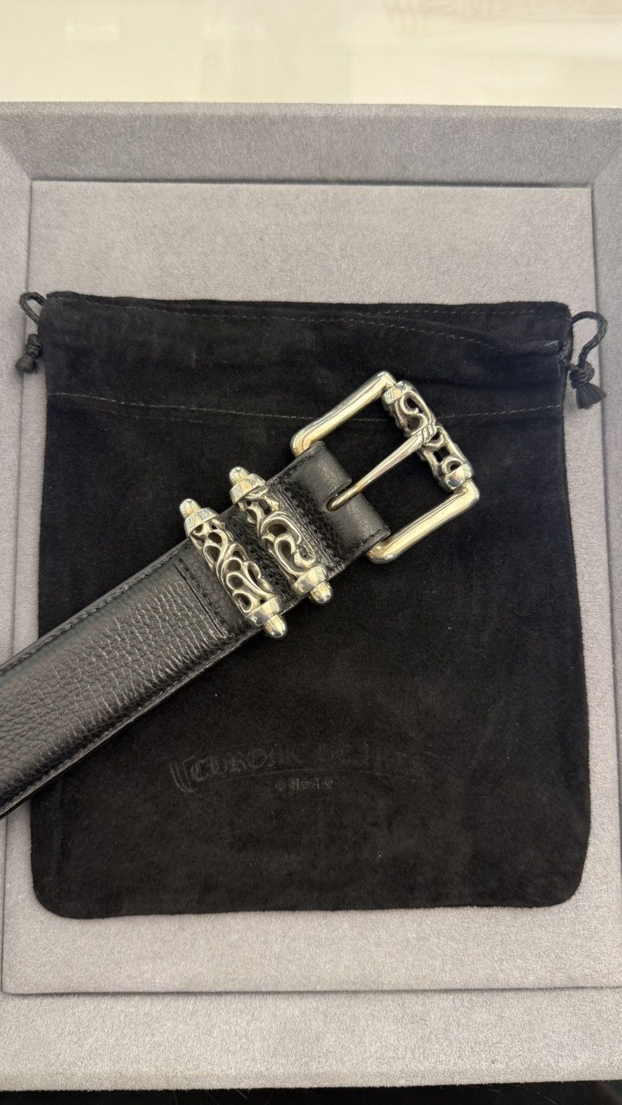 Chrome Hearts Chrome Hearts Black Leather Roller Belt RARE Size 36 Size 36 - 4 Thumbnail