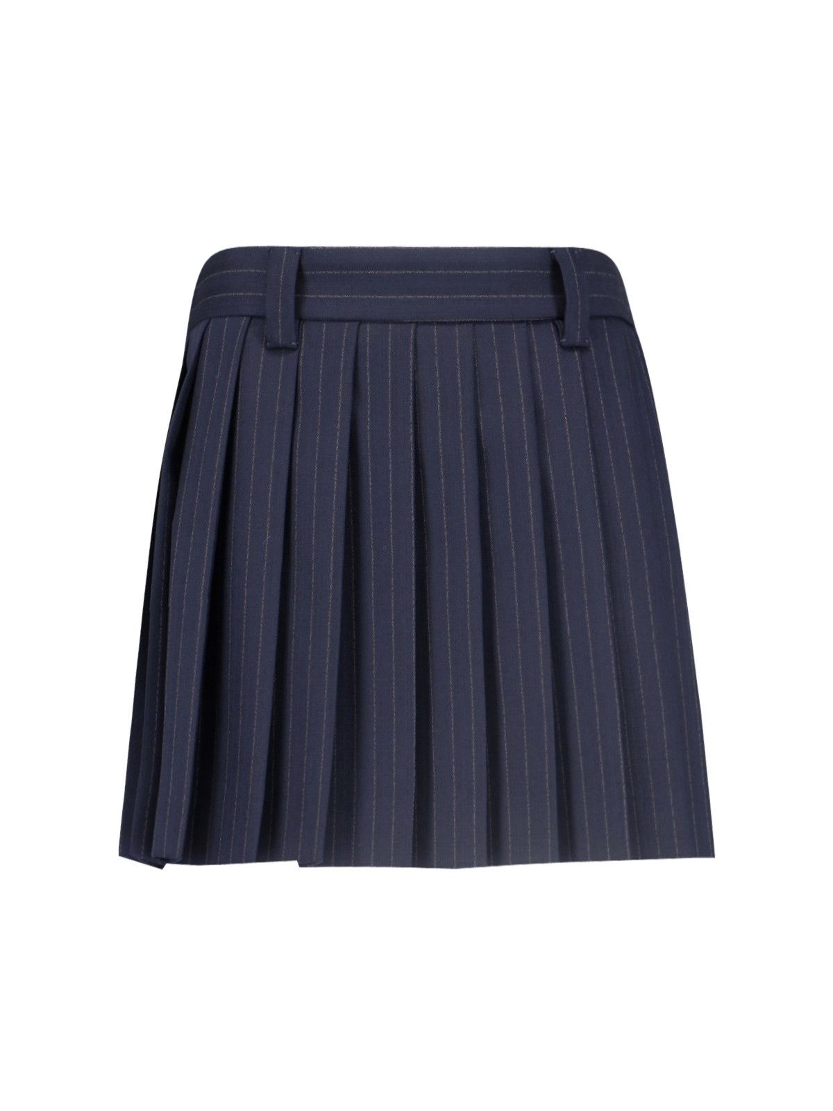PLEATED PINSTRIPED MINI SKIRT